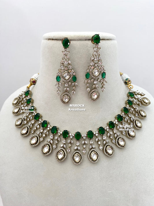 Aakriti Antique Gold American Diamond Necklace set