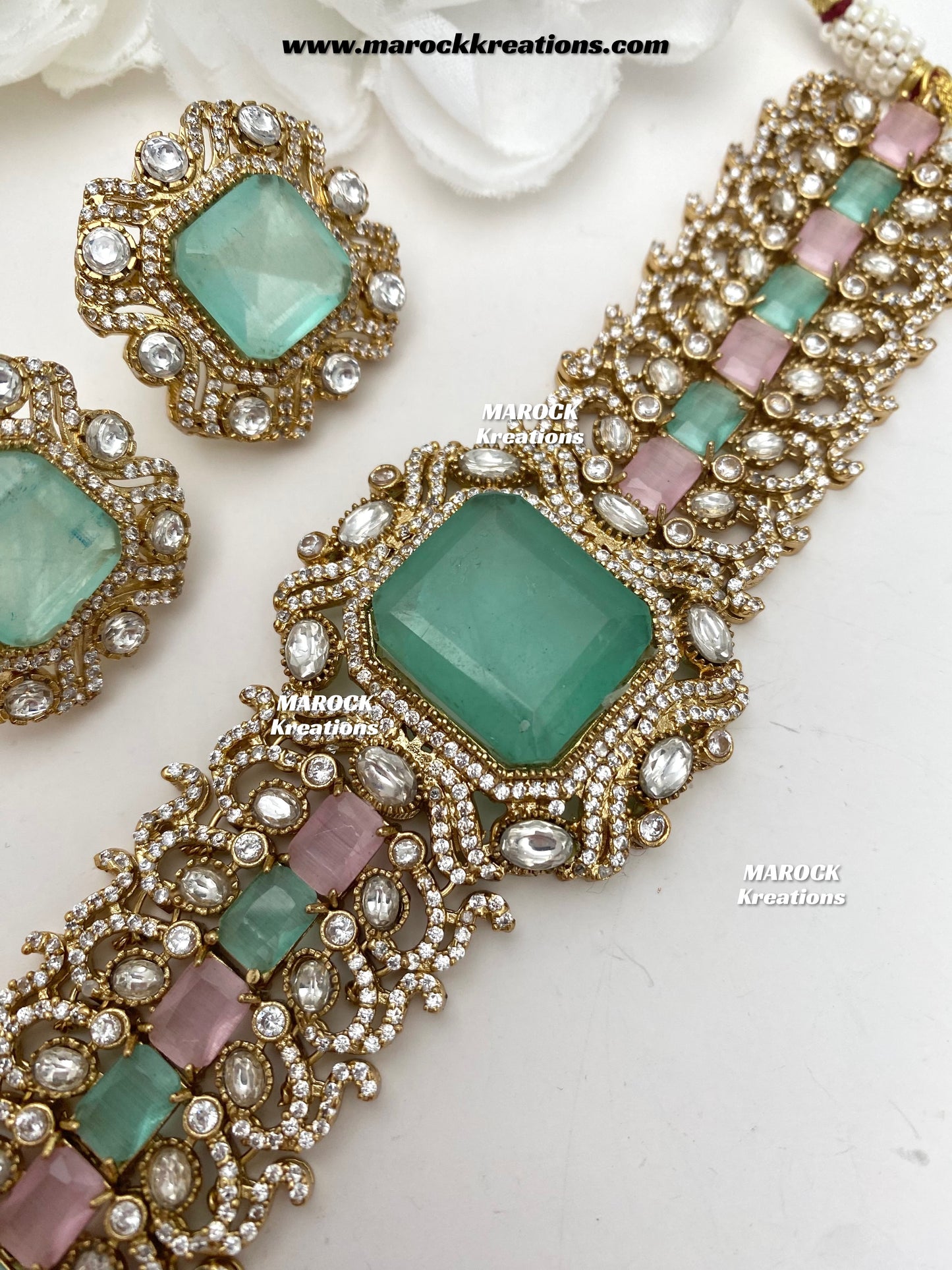 Paloma Sabyasachi inspired Premium Quality Moissanite Kundan and American Diamond choker set