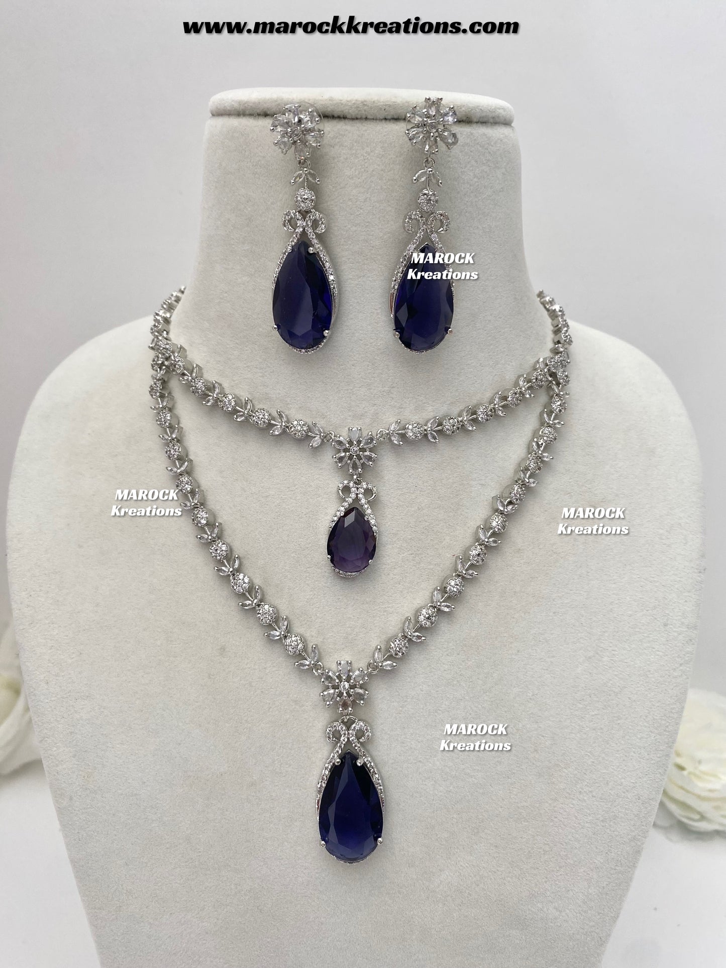 Lauren Silver American Diamond Necklace set