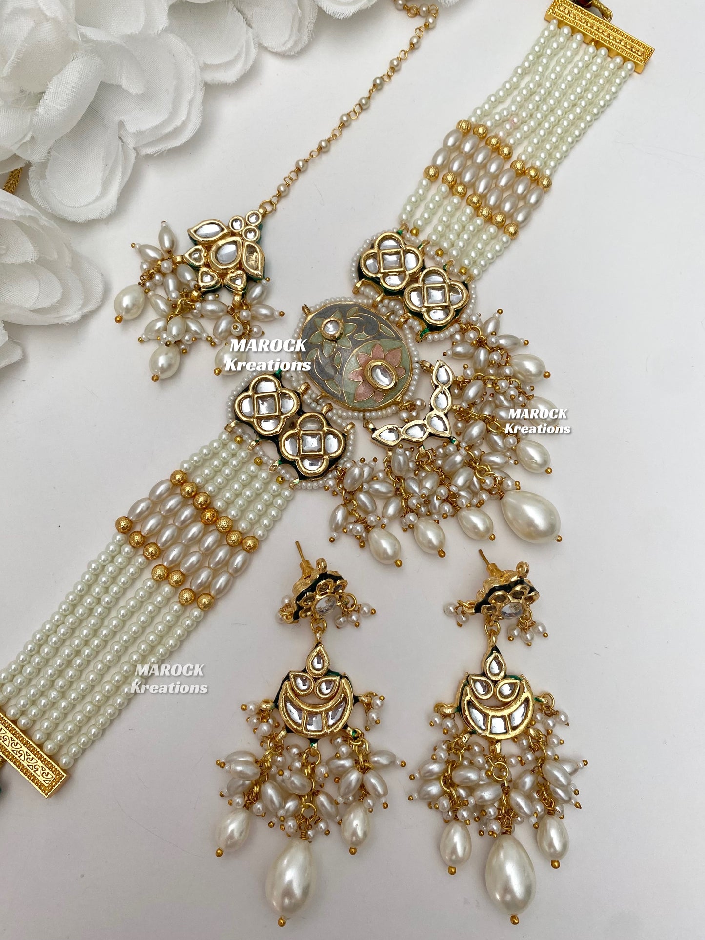 Brinda Premium Quality Kundan Meenakari Statement Choker set