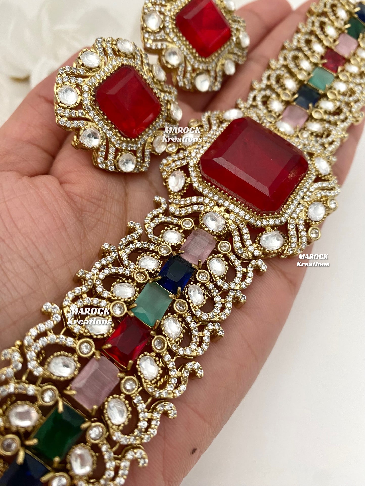 Paloma Sabyasachi inspired Premium Quality Moissanite Kundan and American Diamond choker set