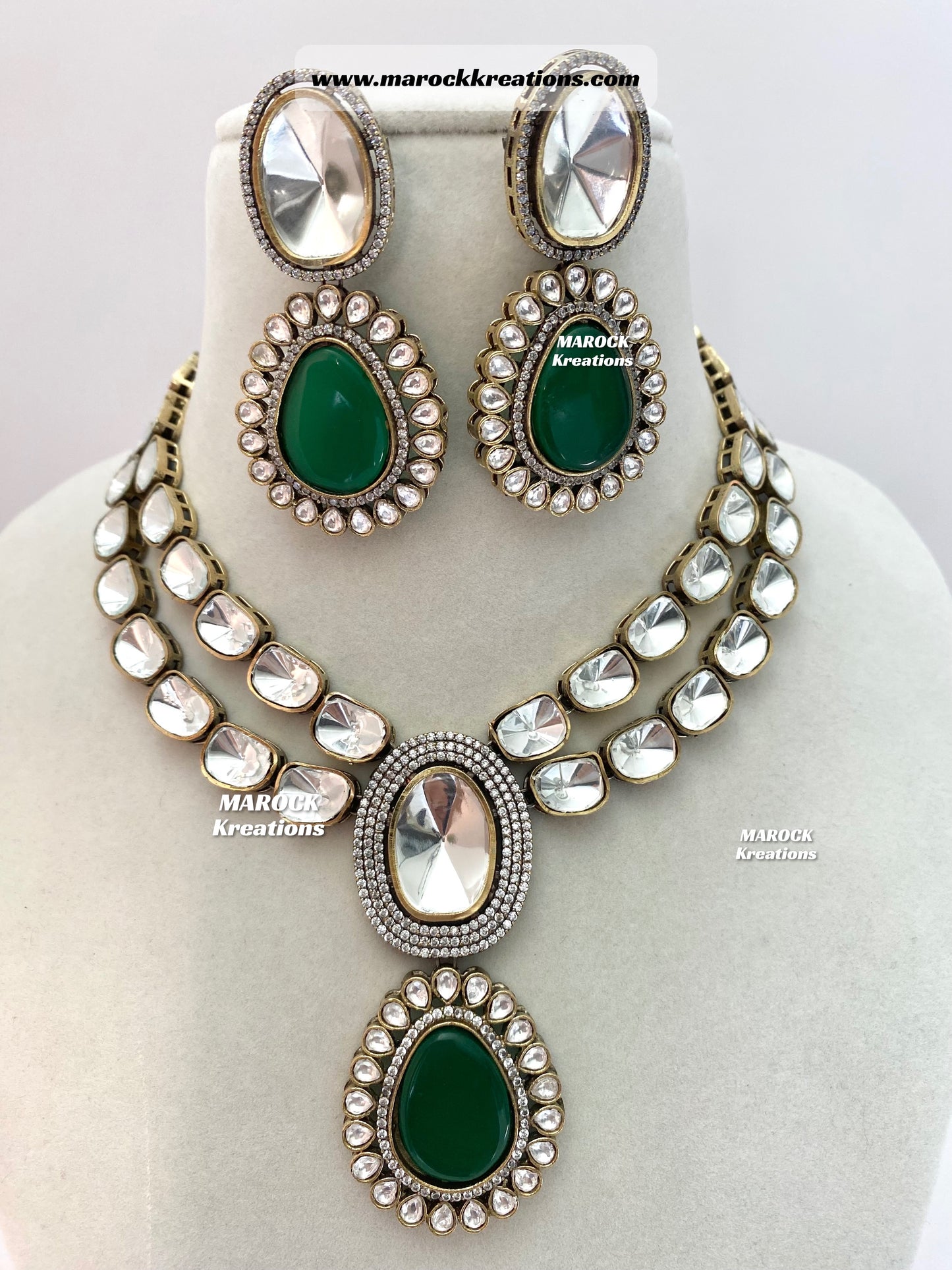 Premium Quality uncut Kundan Moissanite Necklace set