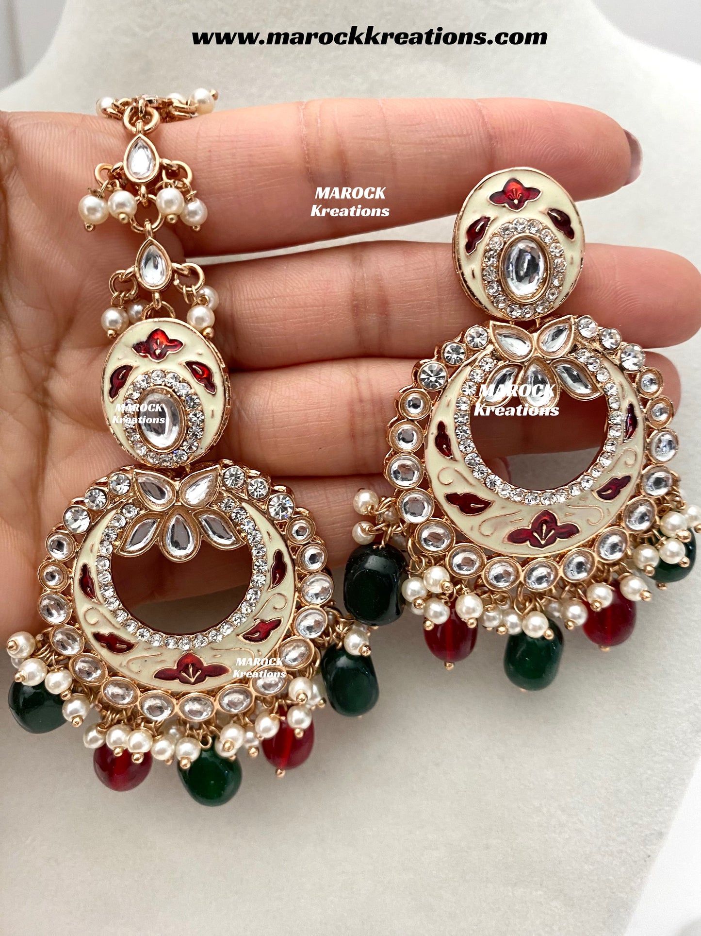 Nirvi Premium Quality Rose Gold Kundan Meenakari Choker/Necklace set