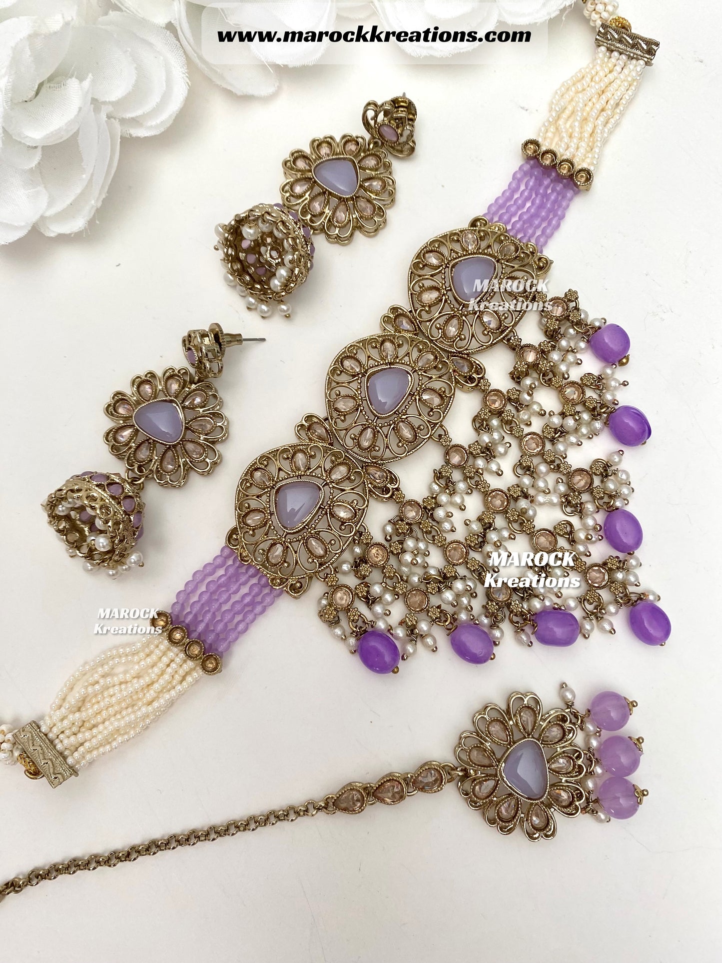 Amaira Antique Gold Polki choker set
