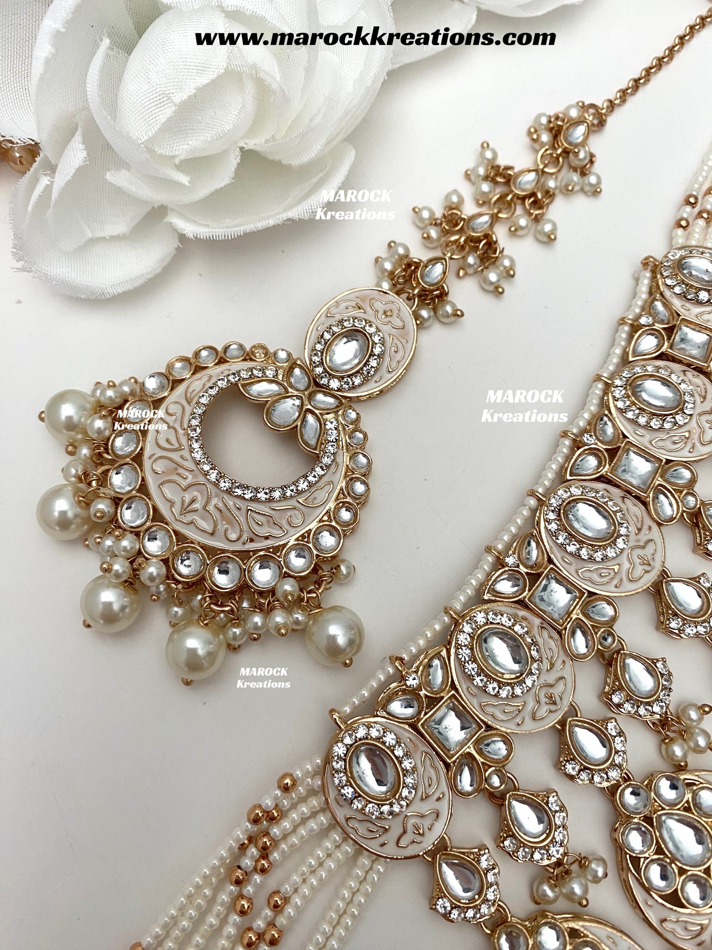 Nirvi Premium Quality Rose Gold Kundan Meenakari Choker/Necklace set