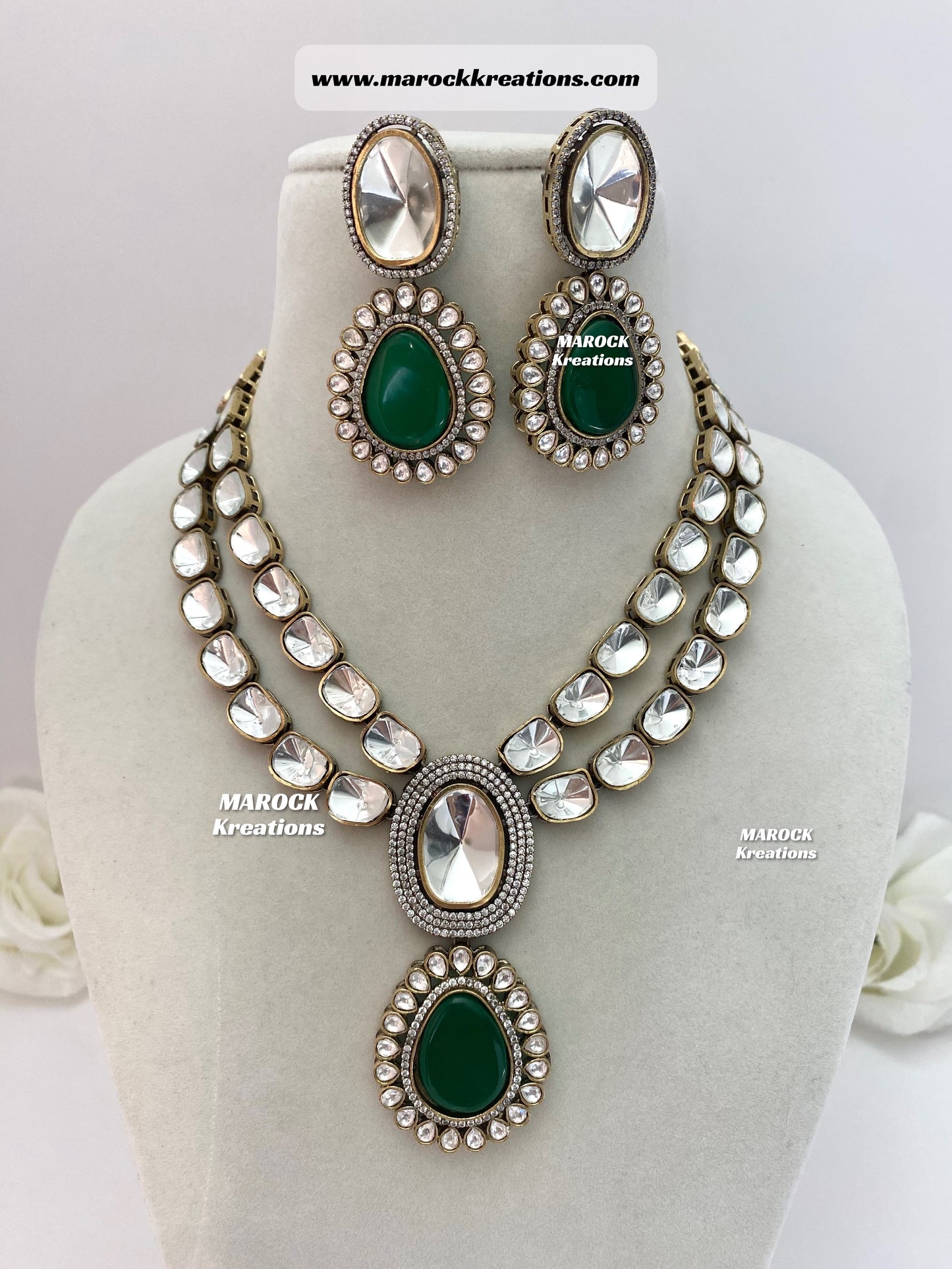 Premium Quality uncut Kundan Moissanite Necklace set