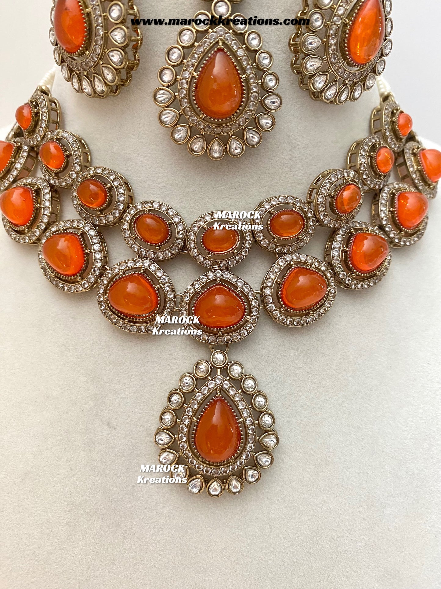 Zafina Premium Quality Moissanite Kundan Statement Choker/Necklace set