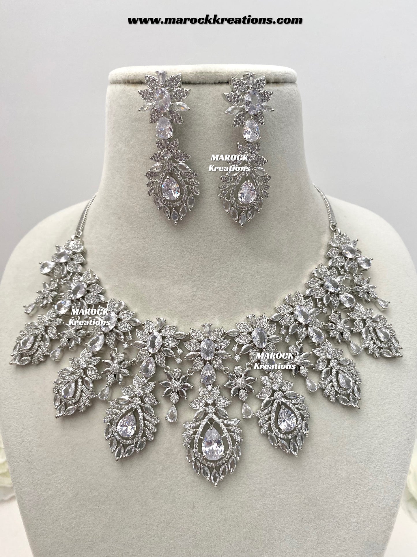 Austin Silver American Diamond Necklace set