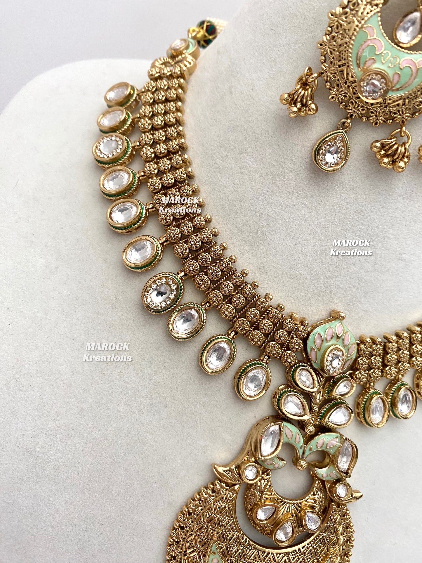 Nadia Premium Quality Gold plated Kundan exclusive Meenakari Necklace set