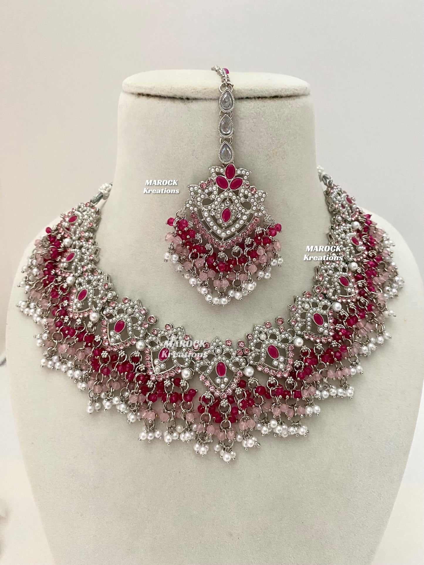 Aisha Silver Pakistani Necklace set with Passa/Jhoomer