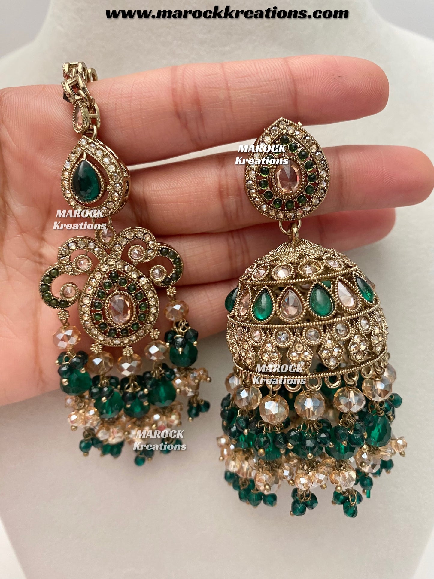 Nazmun Antique Gold Pakistani Polki choker/necklace set with Passa