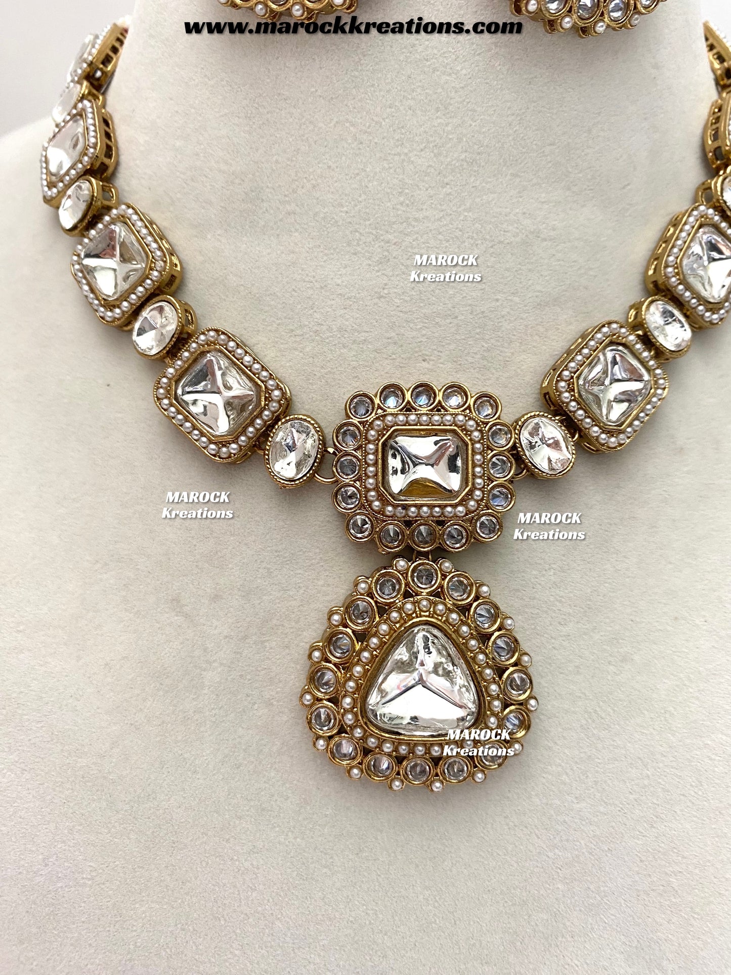 Syeda Premium Quality Kundan statement necklace set