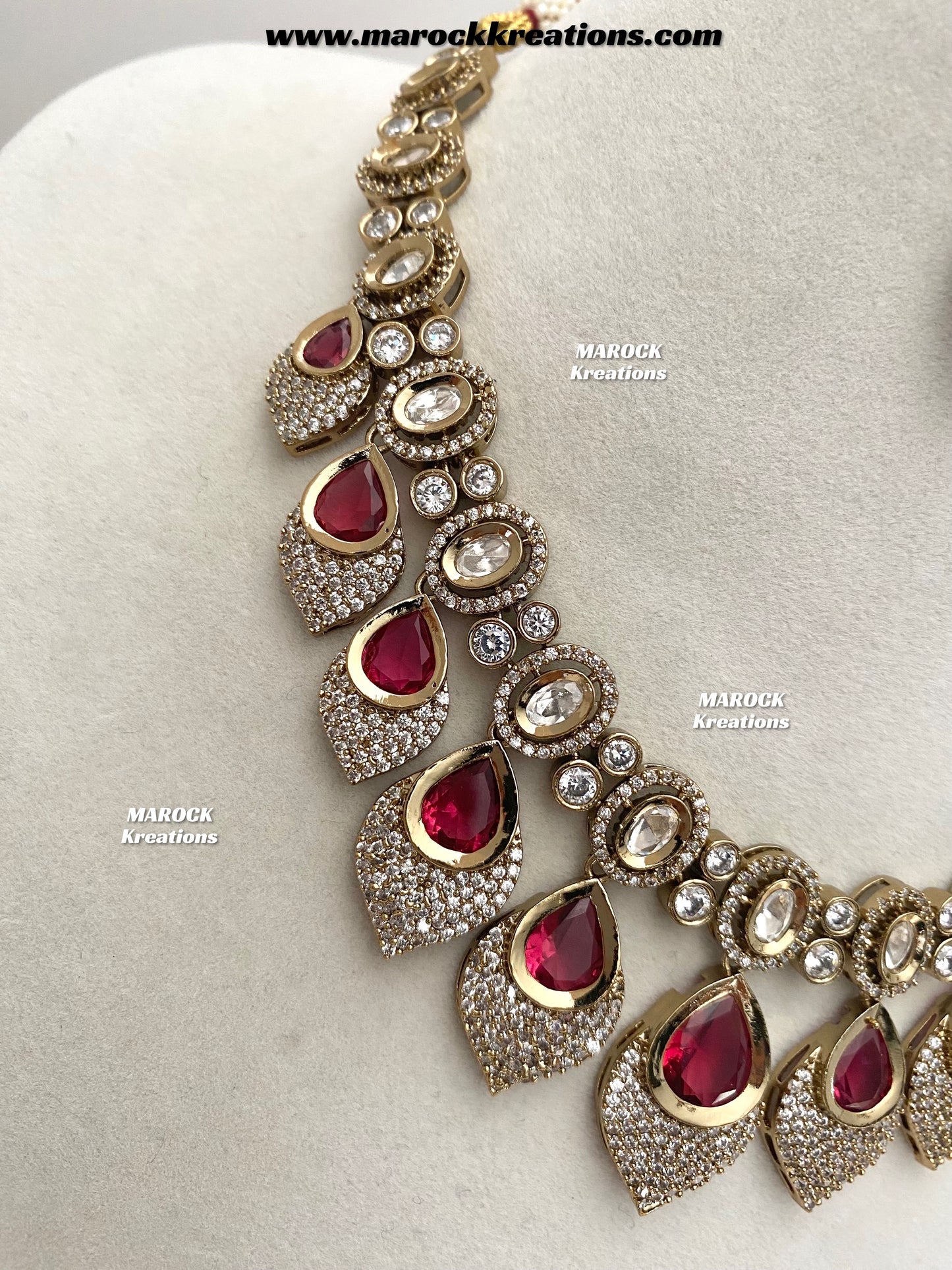 Kimmi Premium Quality Moissanite Kundan and American diamond Necklace set