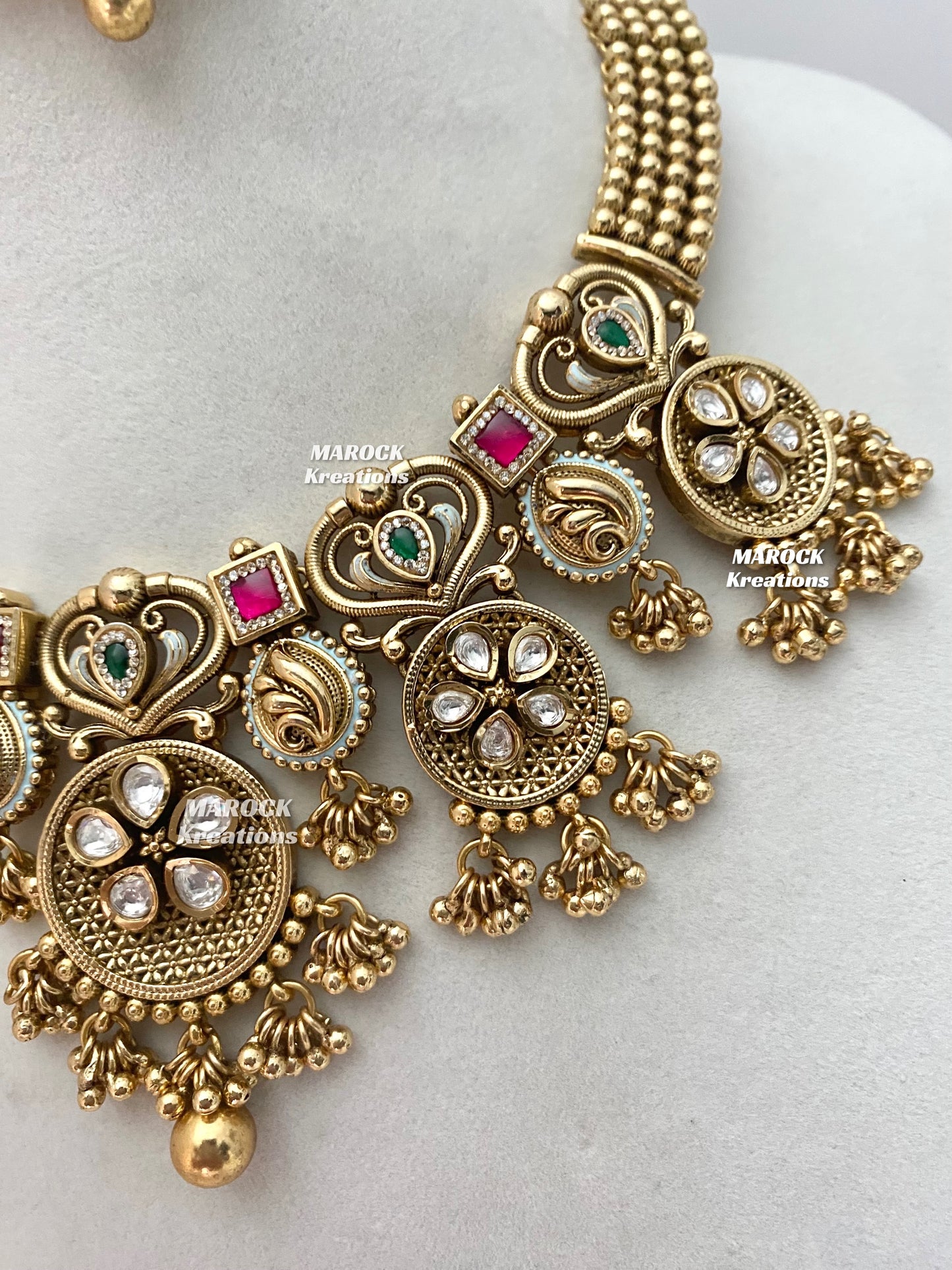 Rafia Premium Quality Gold plated Kundan exclusive Necklace set