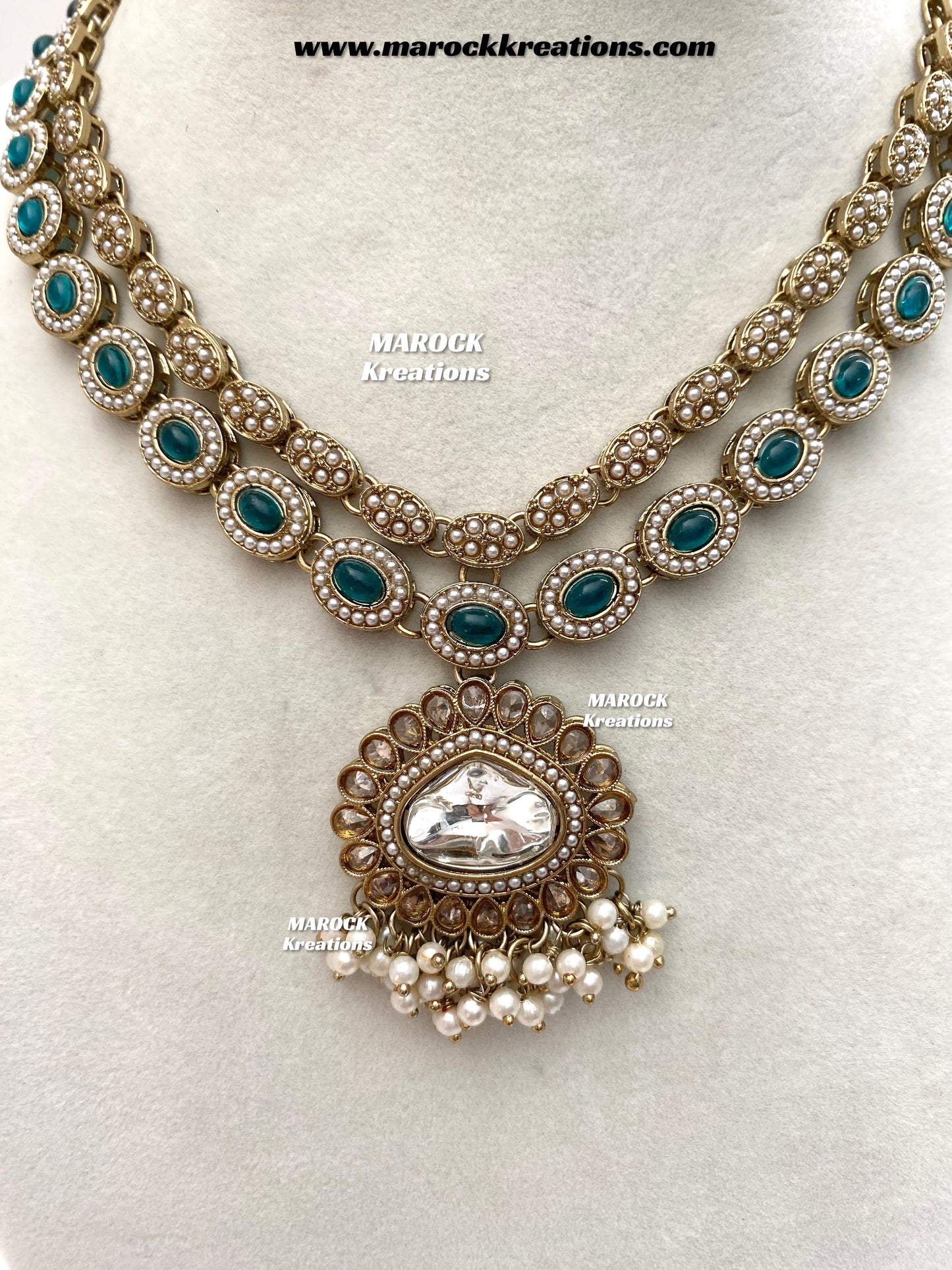 Nadira Kundan Polki double layer Necklace set