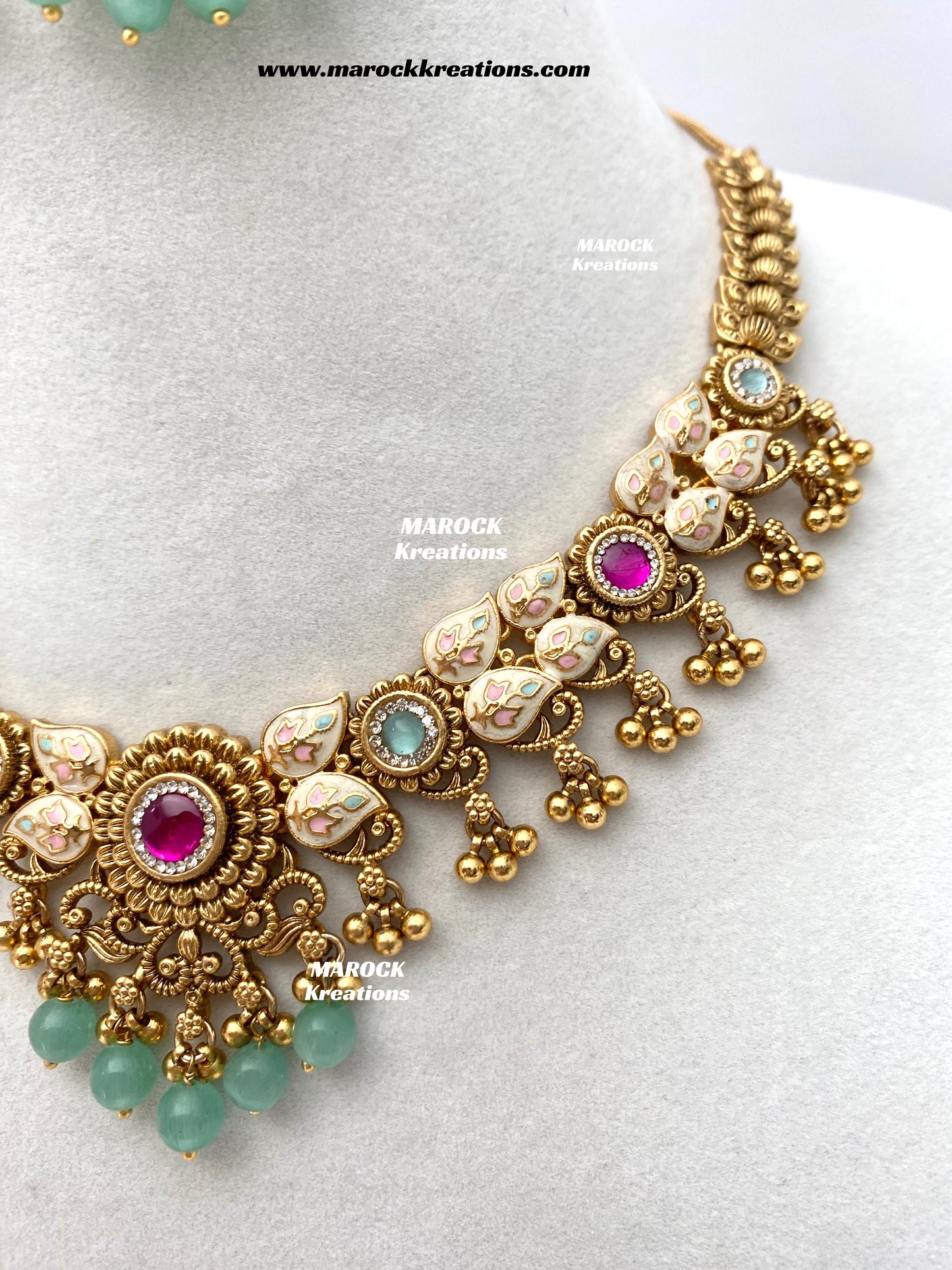 Mayuri Premium Quality Gold Plated Meenakari Rajwadi Necklace set