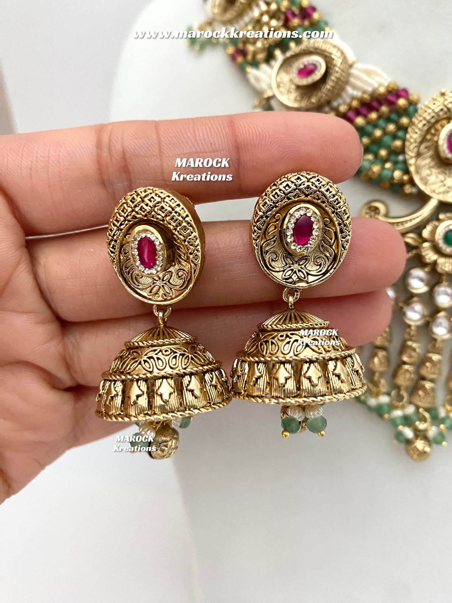 Arifa Premium Quality Gold Plated Rajwadi Necklace set