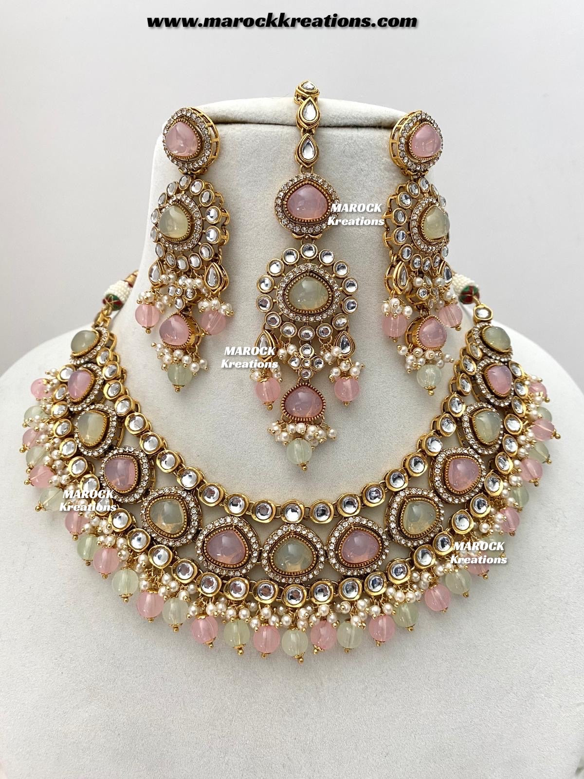 Harsha Premium Quality Kundan and Monalisa stone Statement Necklace set