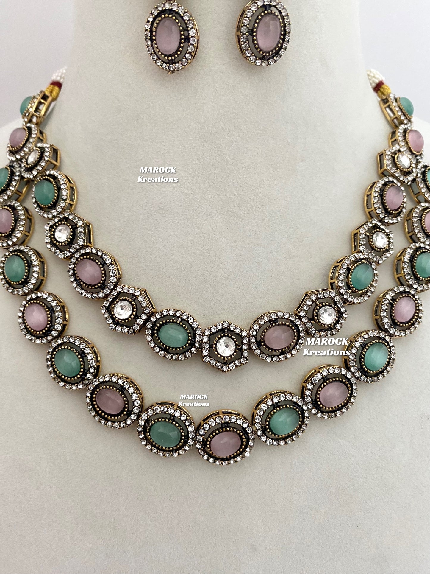 Sheenam Victorian Kundan Double layer Necklace set