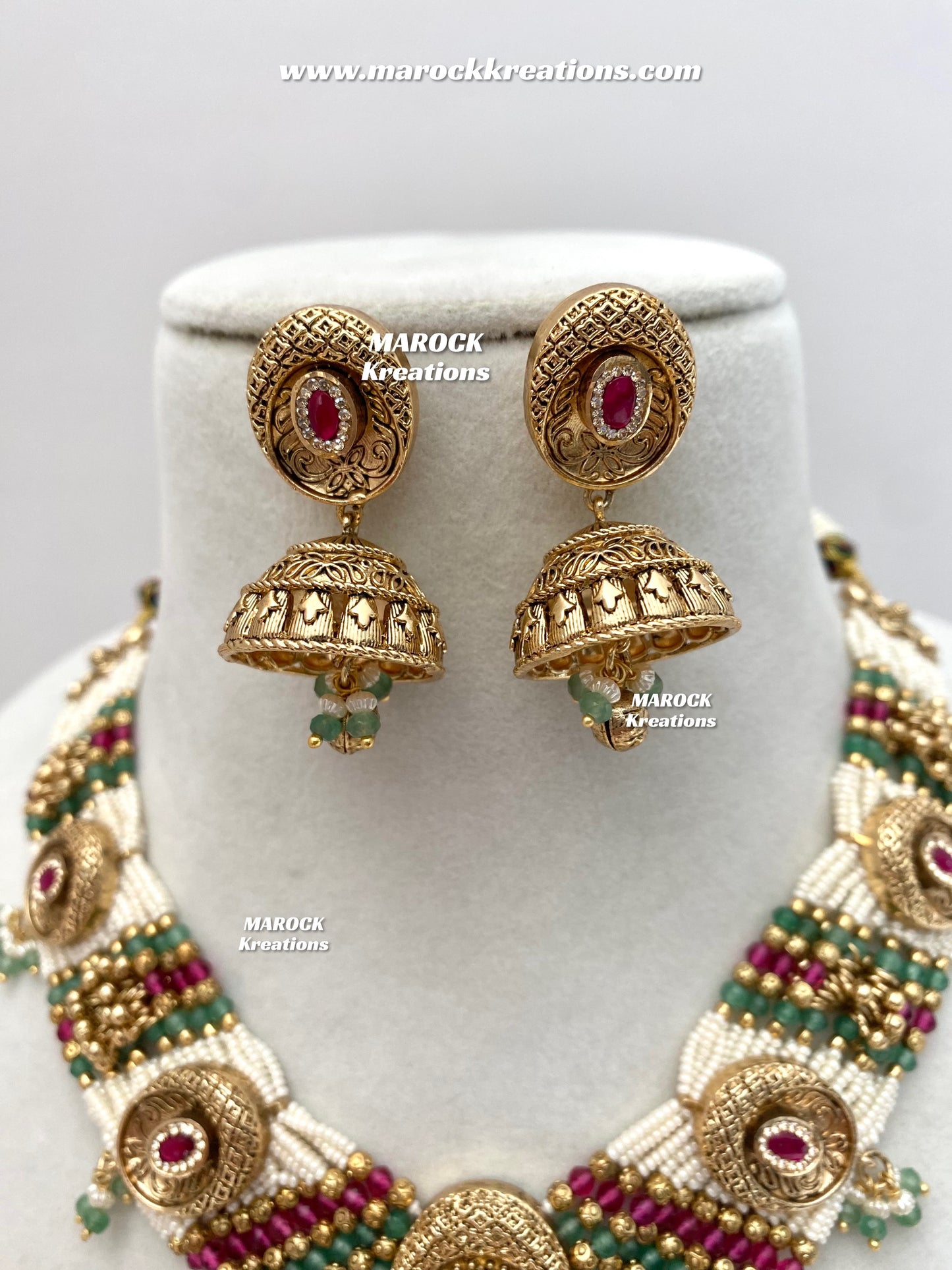 Arifa Premium Quality Gold Plated Rajwadi Necklace set