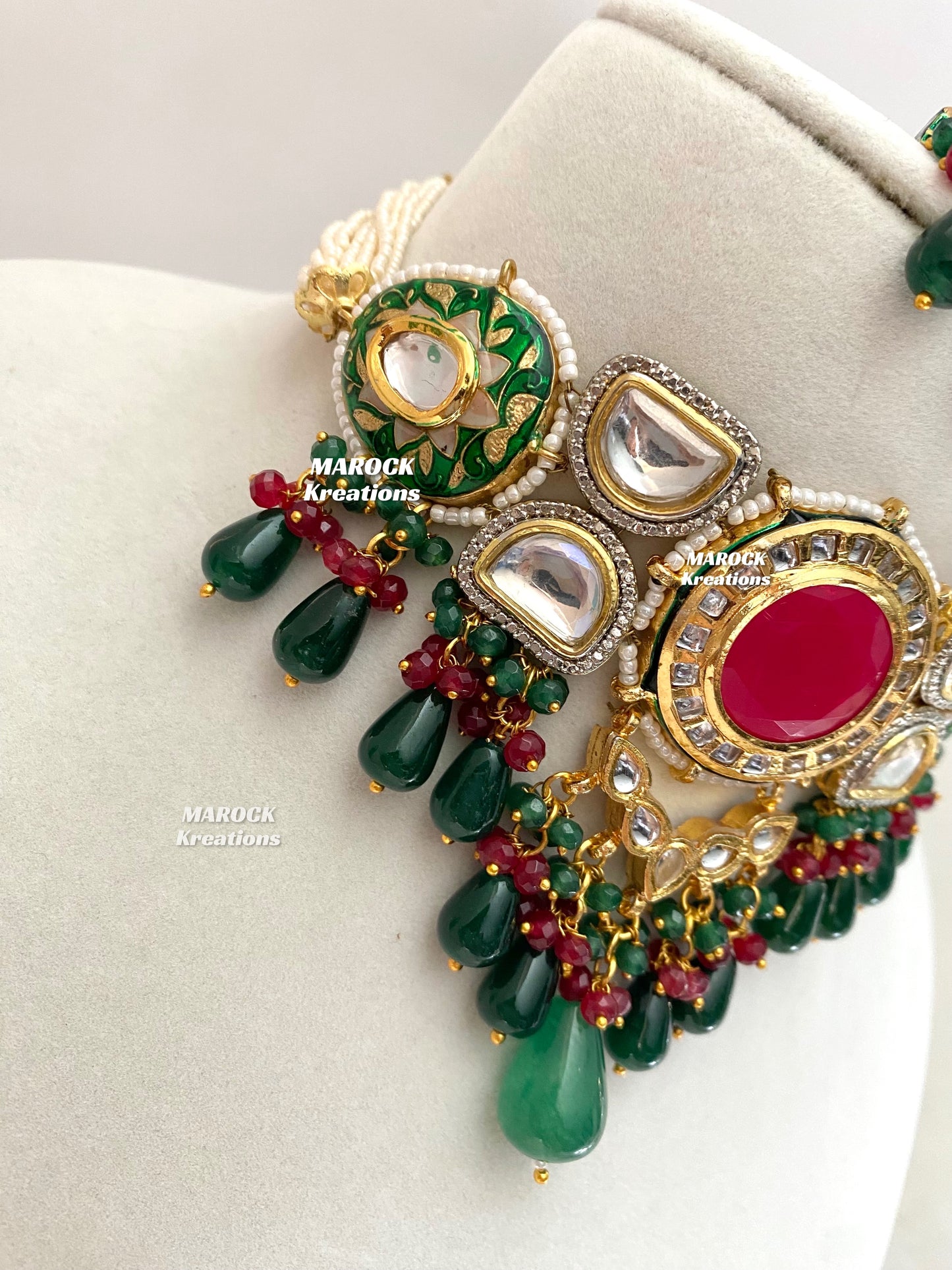 Nia Premium Quality uncut Kundan Meenakari Statement Choker set