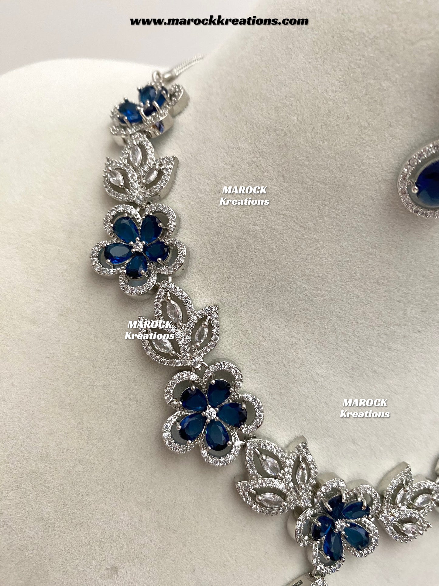 Sibani Silver American Diamond Necklace set