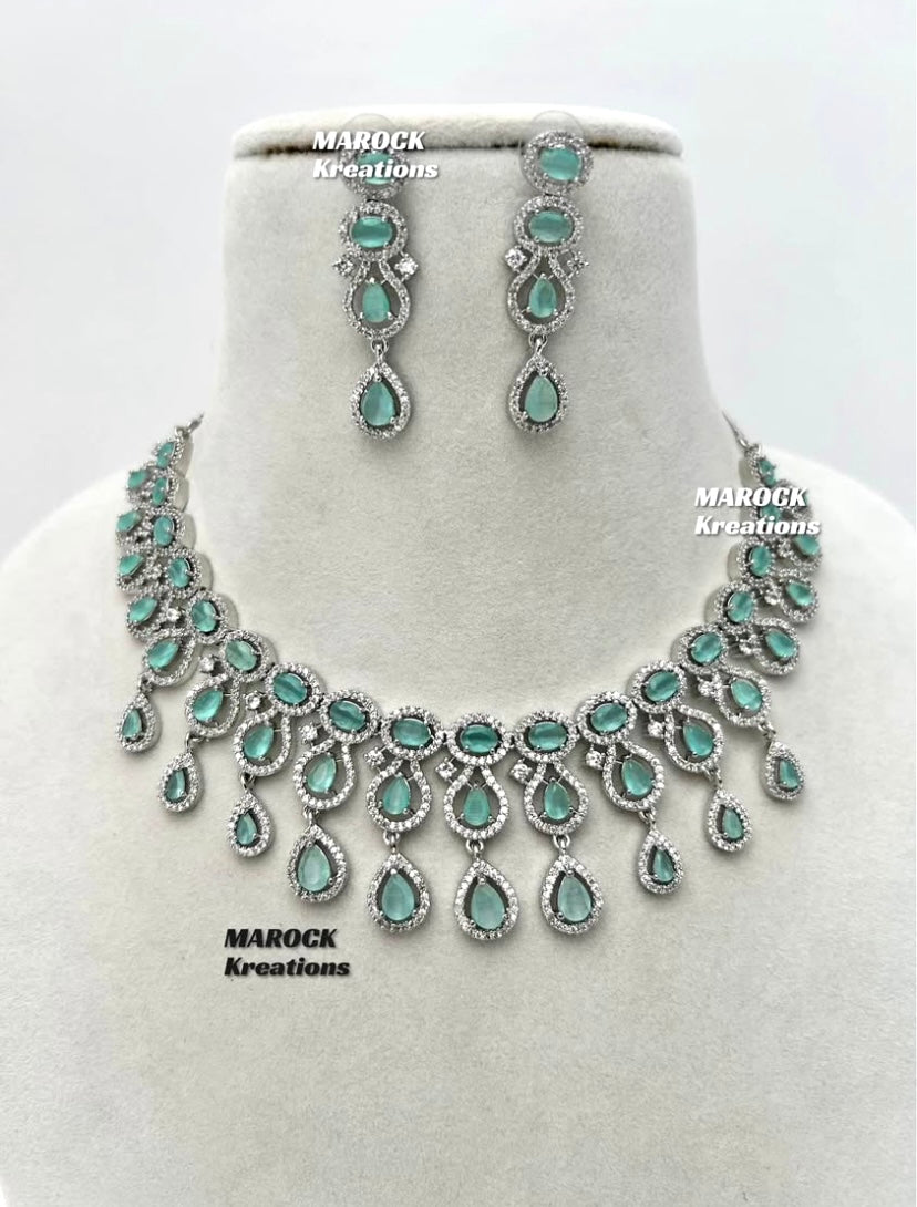 Silver American Diamond Necklace set
