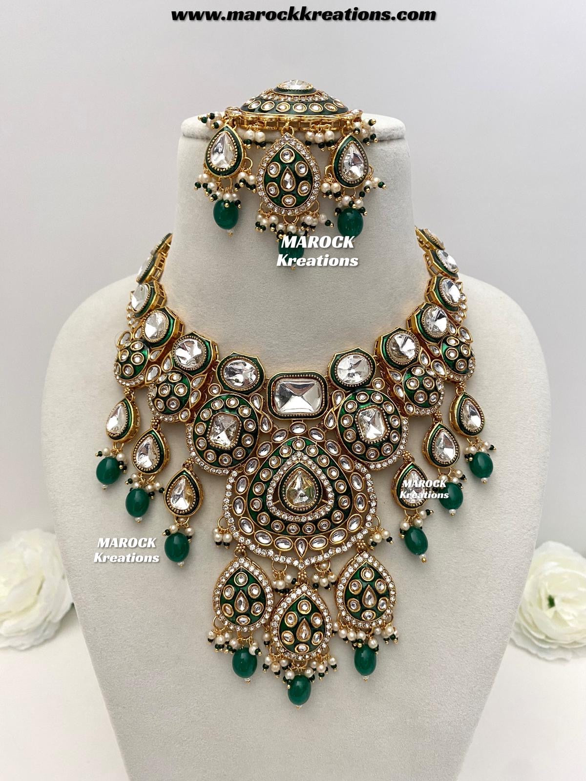 Sanuja Kundan Meenakari Statement Necklace set/Bridal set