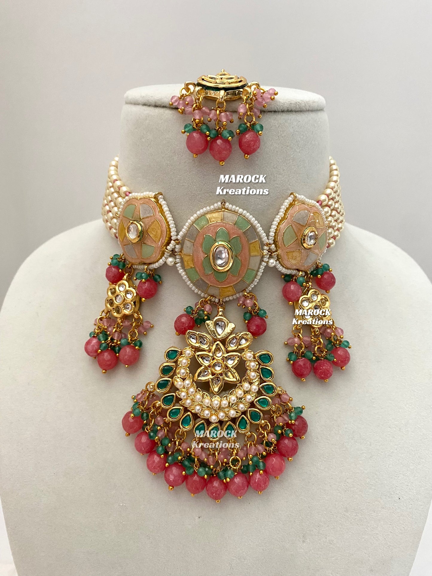 Rimsha Premium Quality Kundan Meenakari Statement Choker set