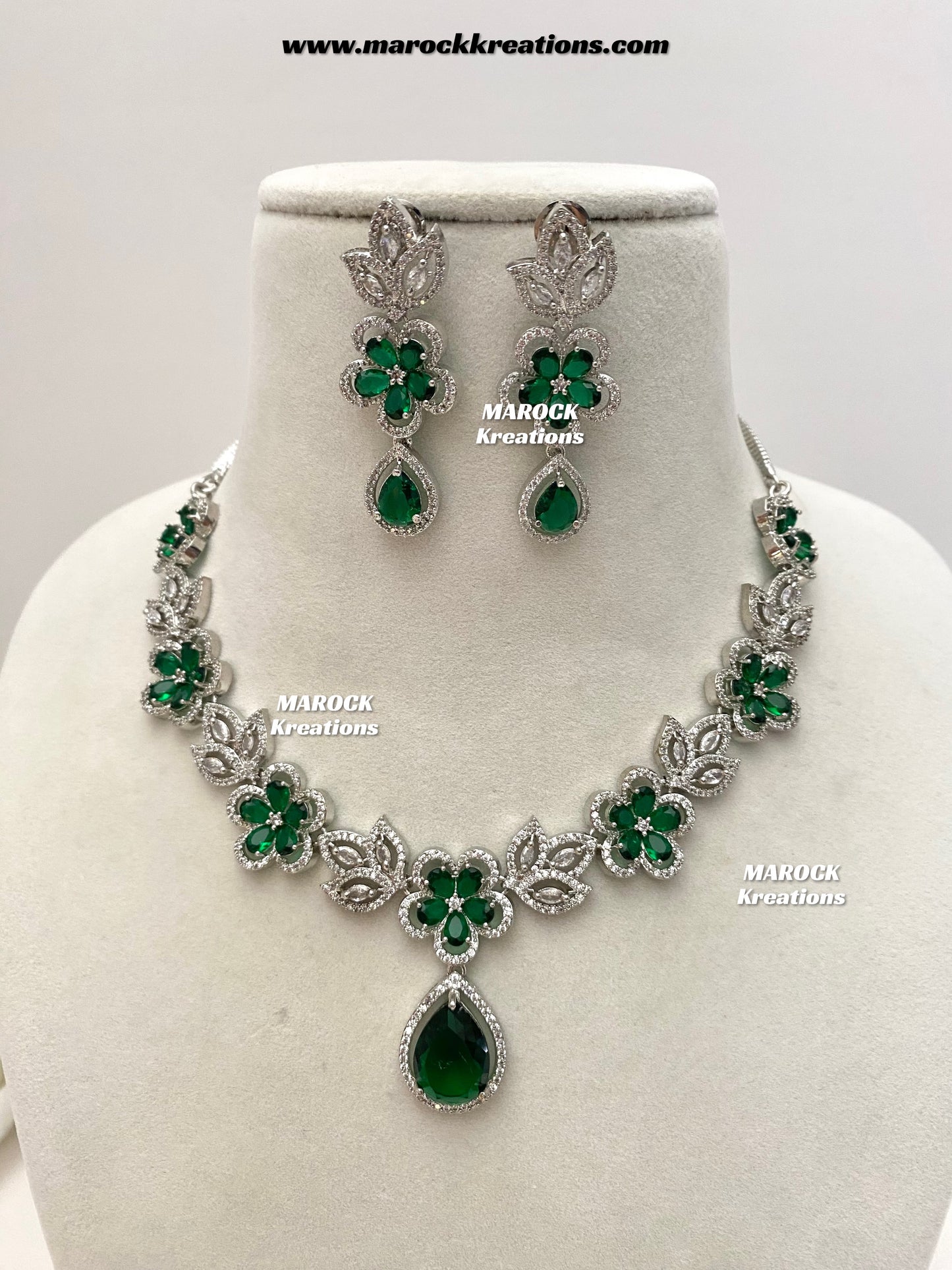 Sibani Silver American Diamond Necklace set
