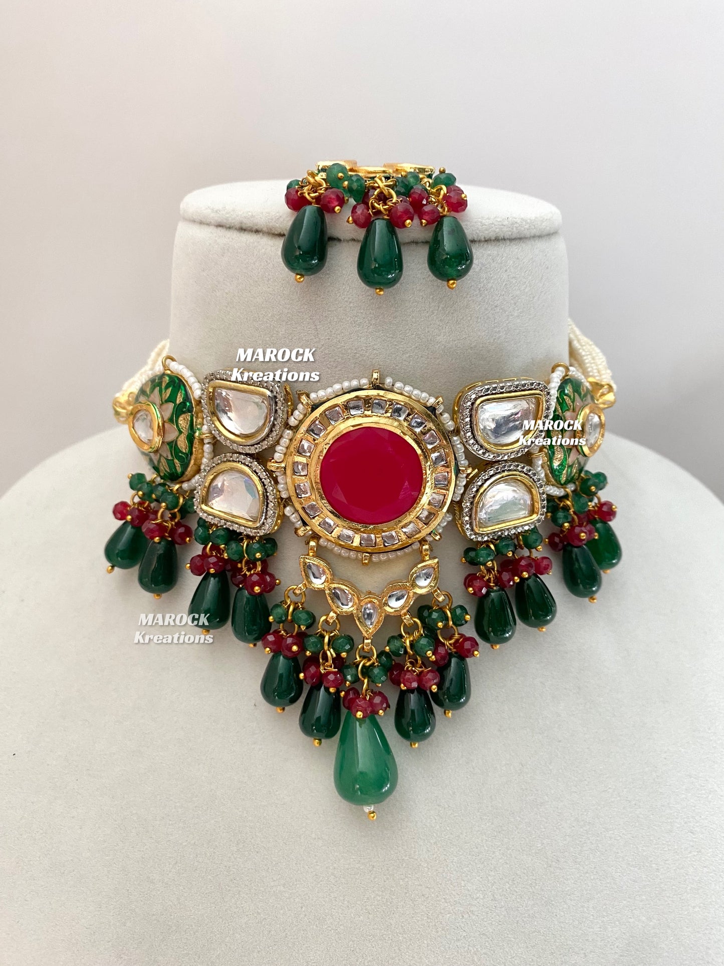 Nia Premium Quality uncut Kundan Meenakari Statement Choker set