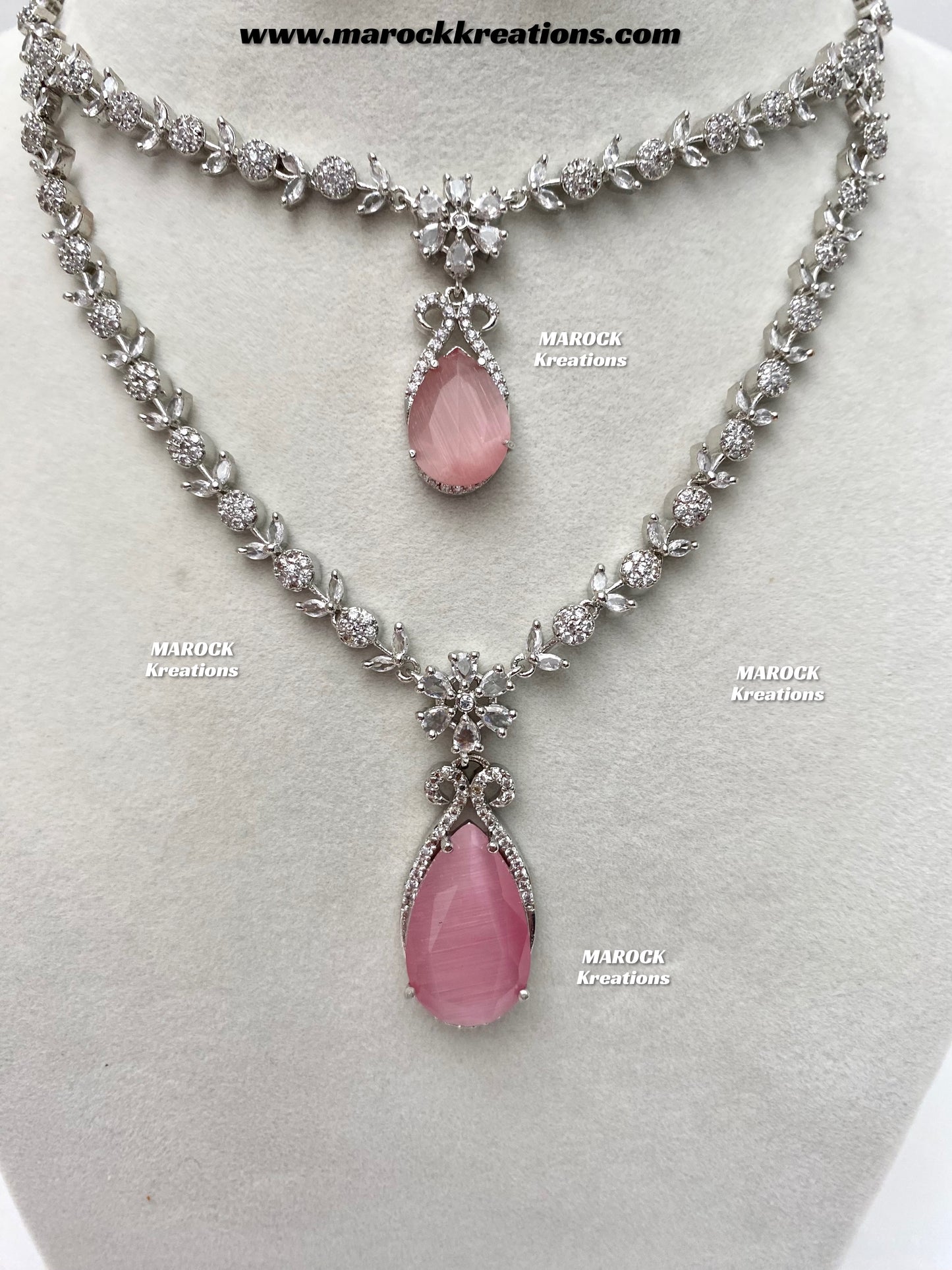 Lauren Silver American Diamond Necklace set