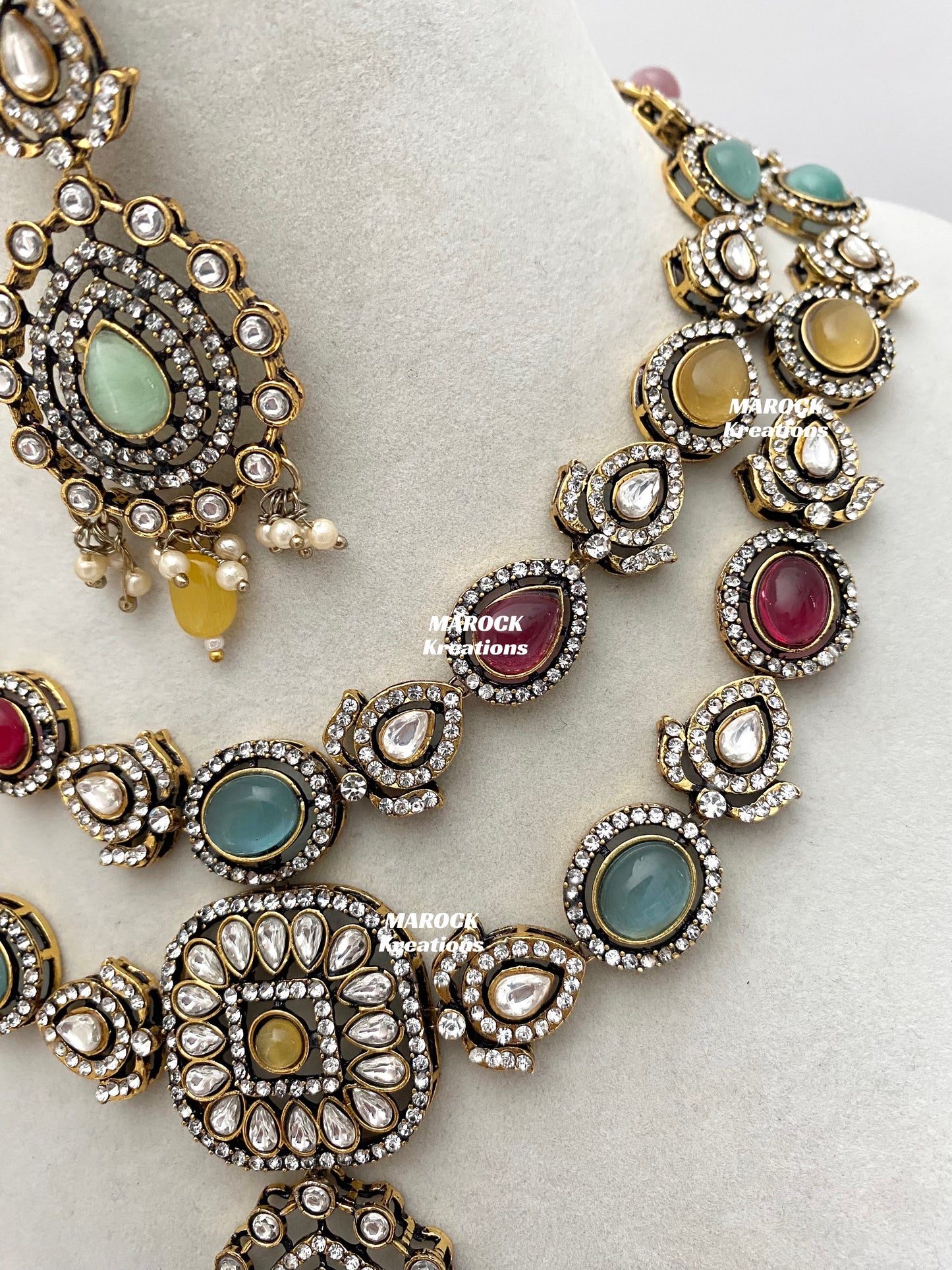 Hanali Victorian Kundan Statement Necklace set