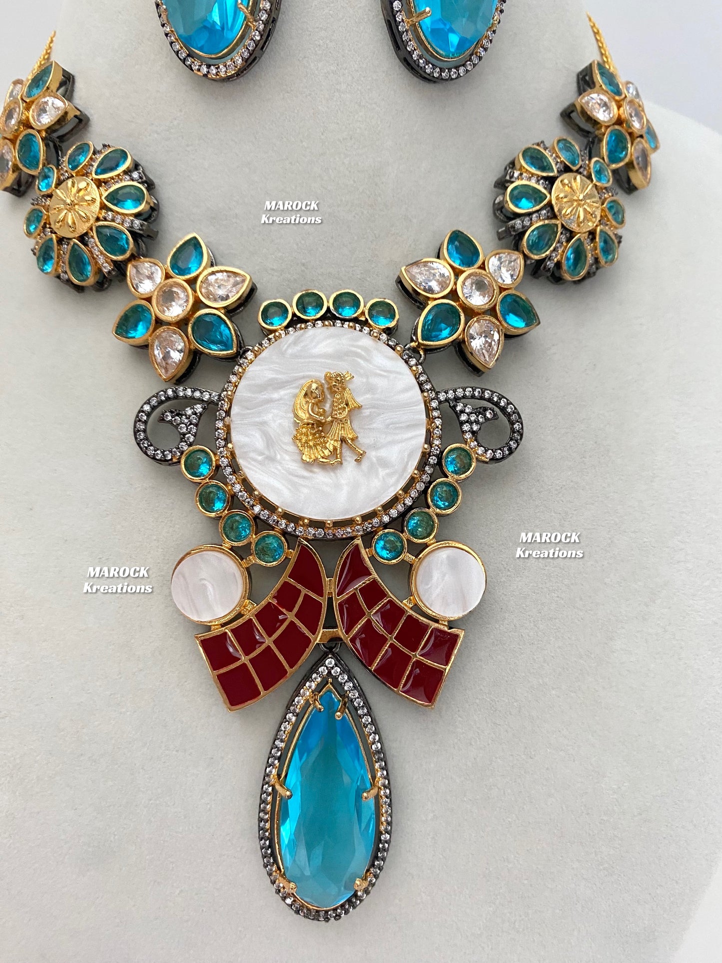 Raha Premium Quality Victorian Kundan Necklace set