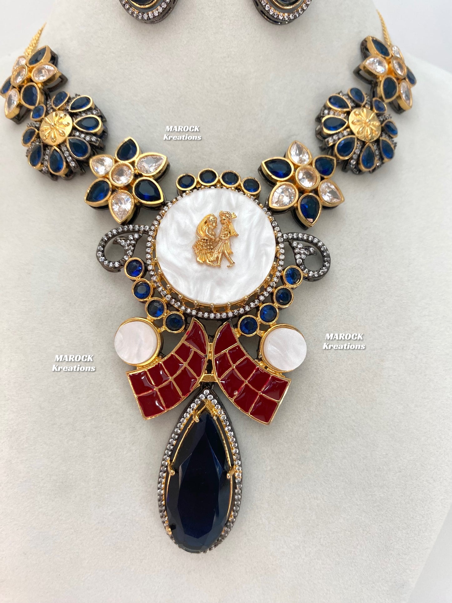 Raha Premium Quality Victorian Kundan Necklace set