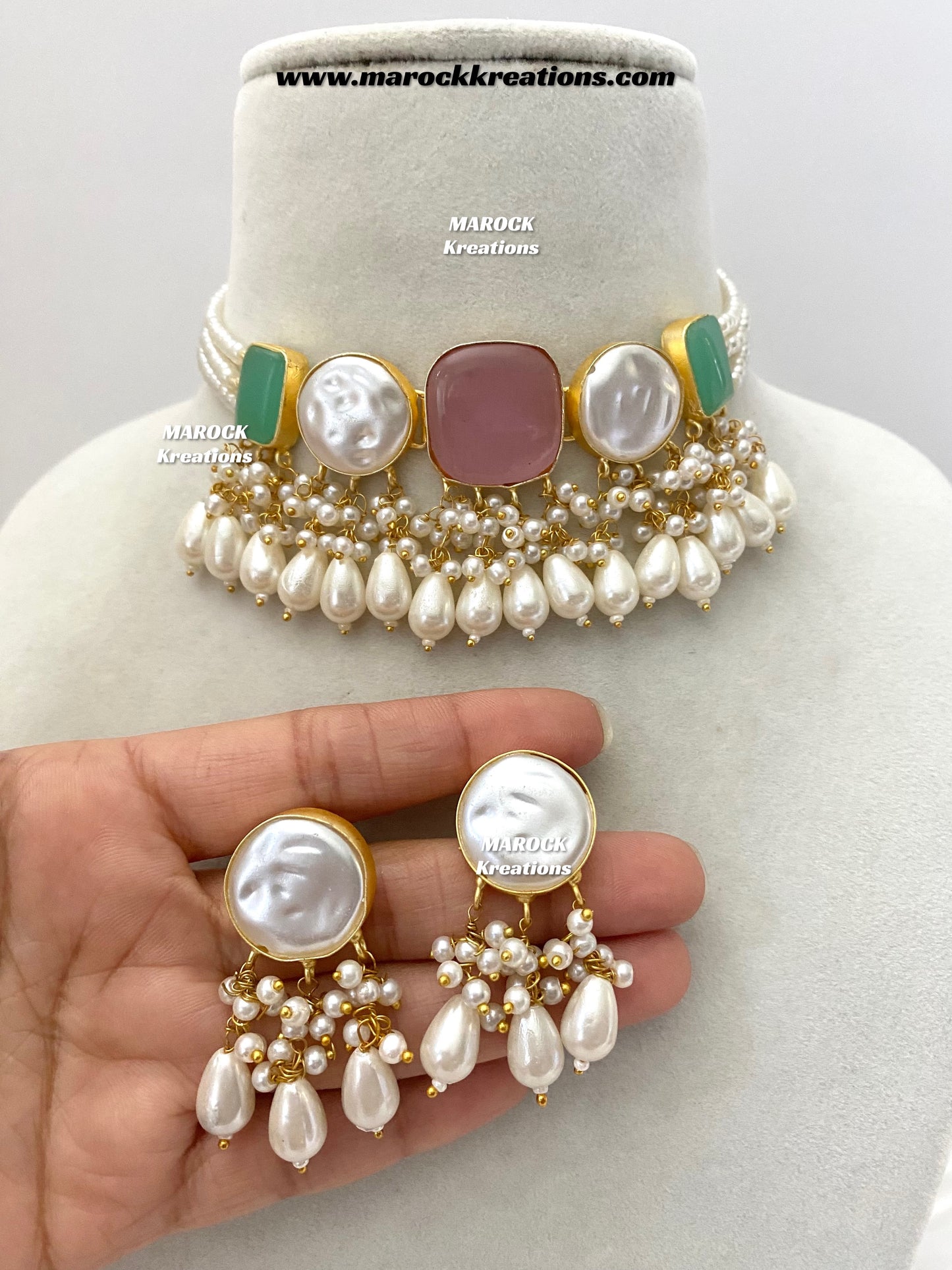 Adviti Mother of pearls Statement choker set