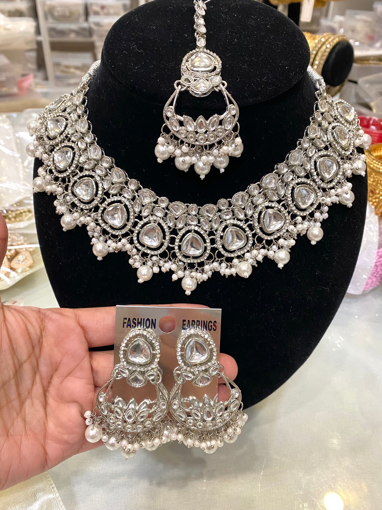 Silver Kundan choker set