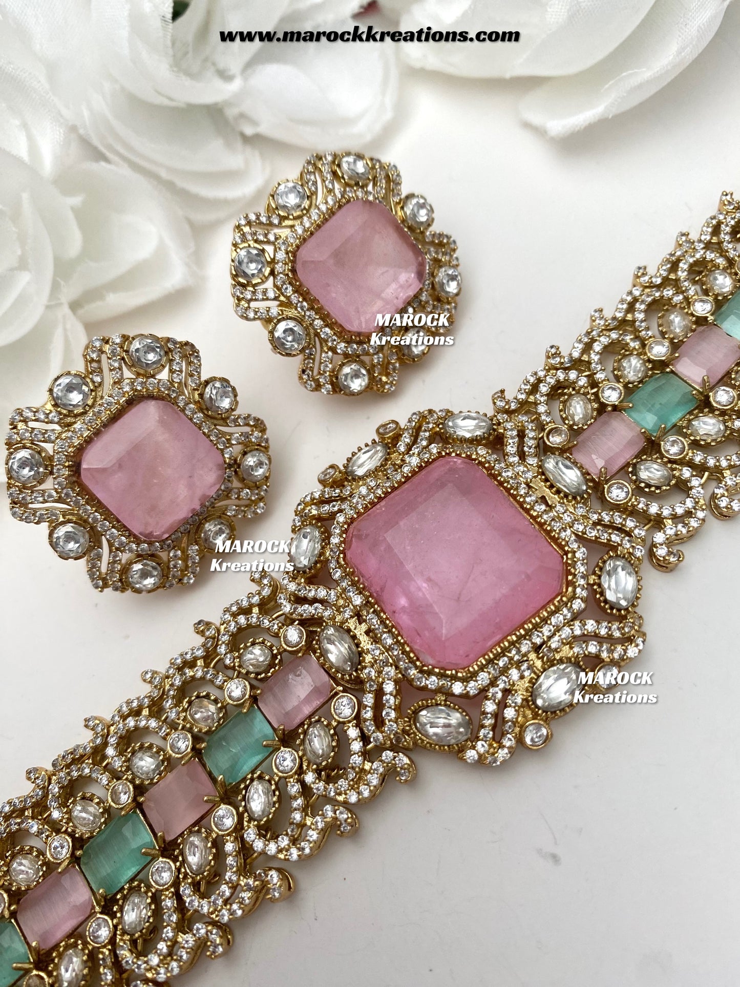 Paloma Sabyasachi inspired Premium Quality Moissanite Kundan and American Diamond choker set