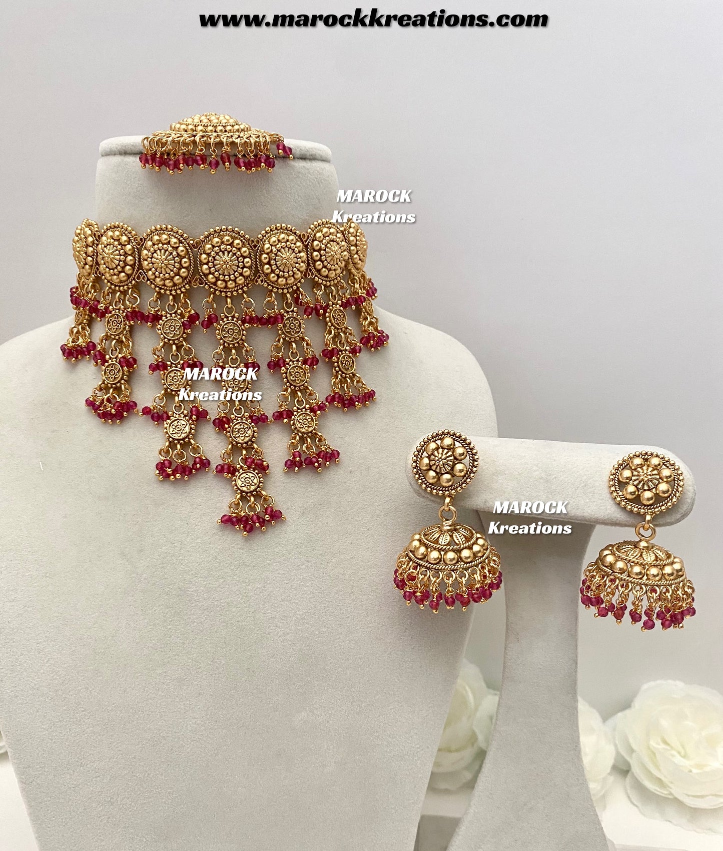 Noreen Premium Quality Gold Plated statement waterfall choker set