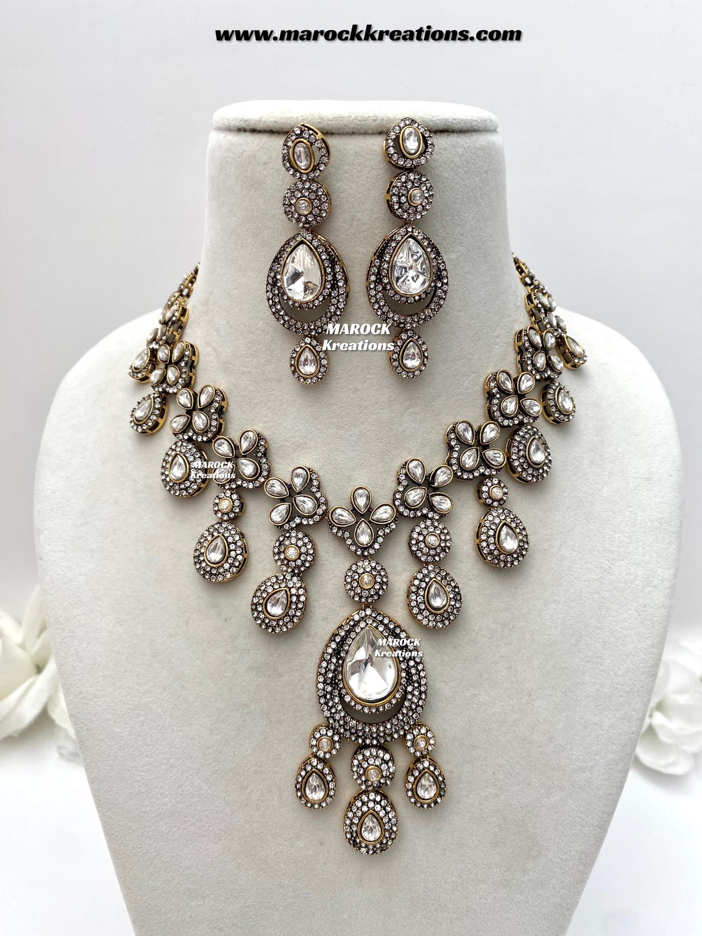 Sanjna Victorian Kundan Statement Necklace set