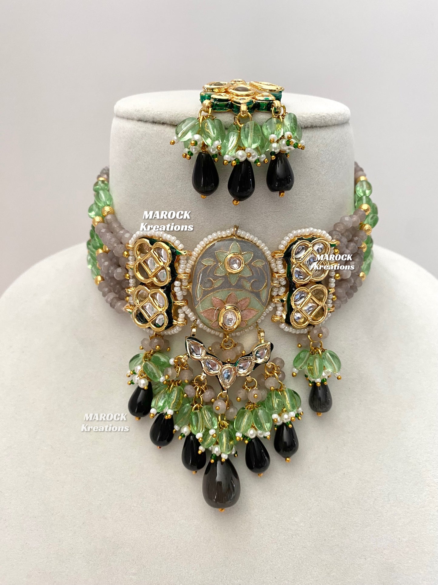 Brinda Premium Quality Kundan Meenakari Statement Choker set