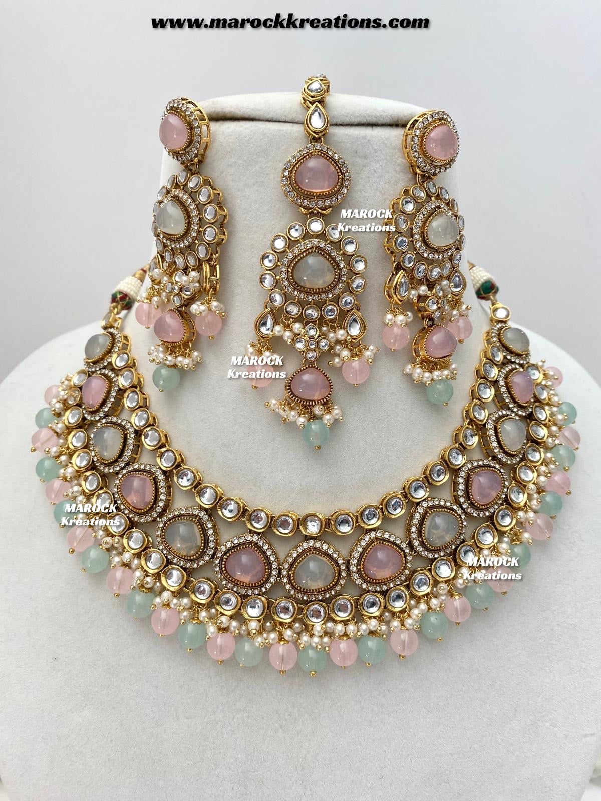 Harsha Premium Quality Kundan and Monalisa stone Statement Necklace set