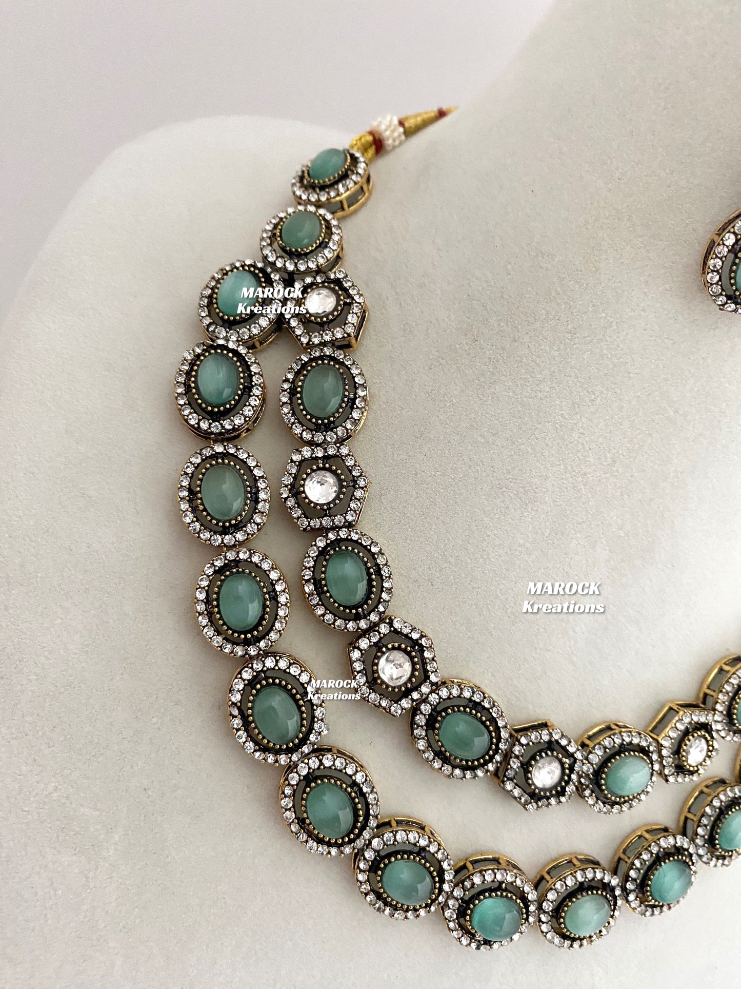 Sheenam Victorian Kundan Double layer Necklace set