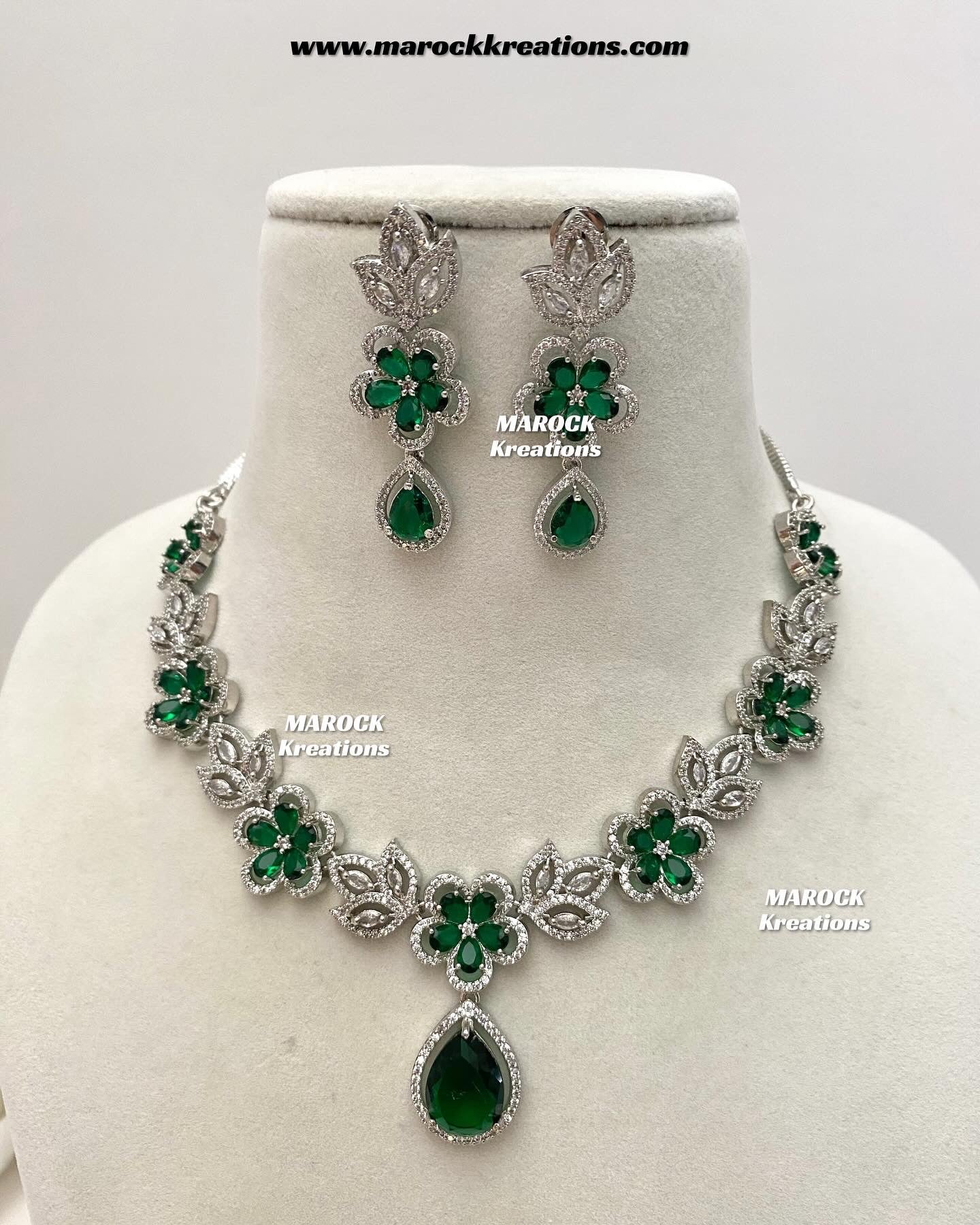 Sibani Silver American Diamond Necklace set