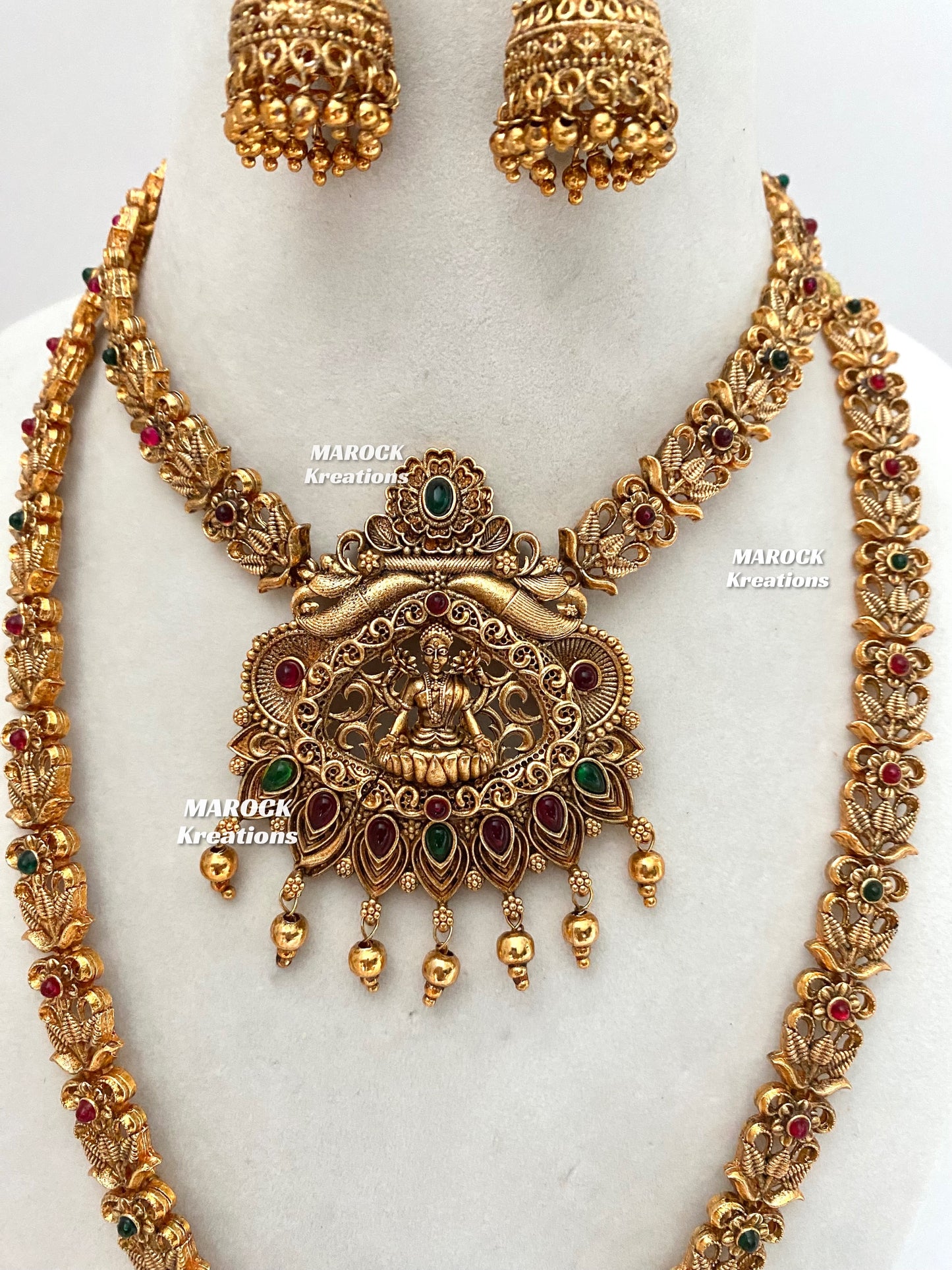 Matt finish Temple Jewelry Necklace and Rani haar combo set