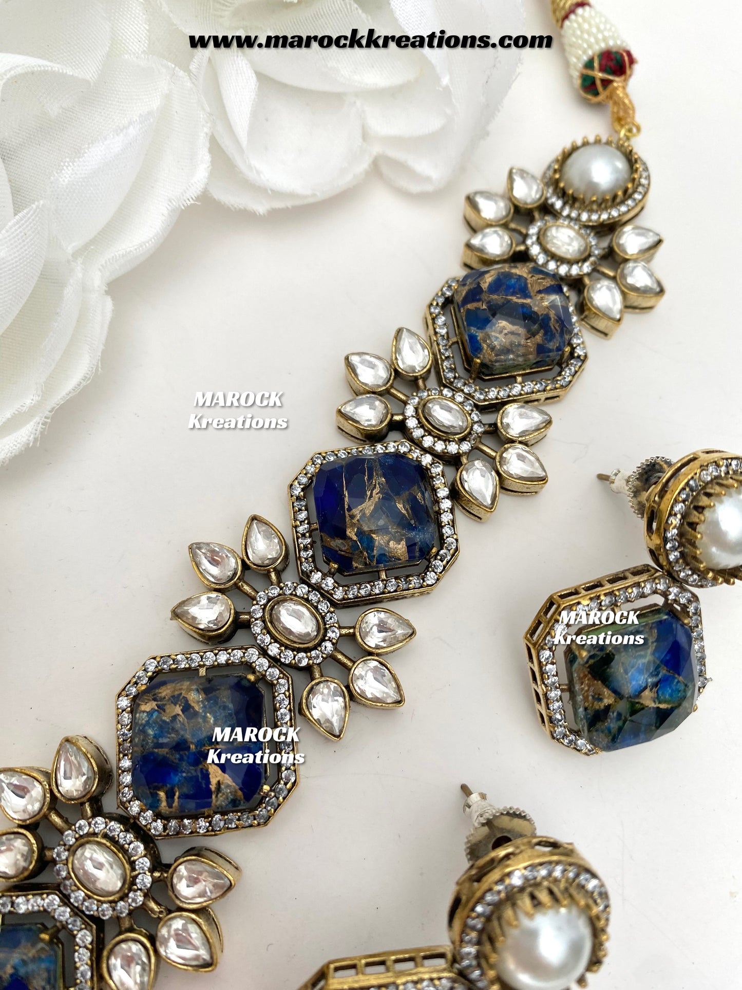 Premium Quality sabyasachi inspired Statement kundan and doublet stone choker set