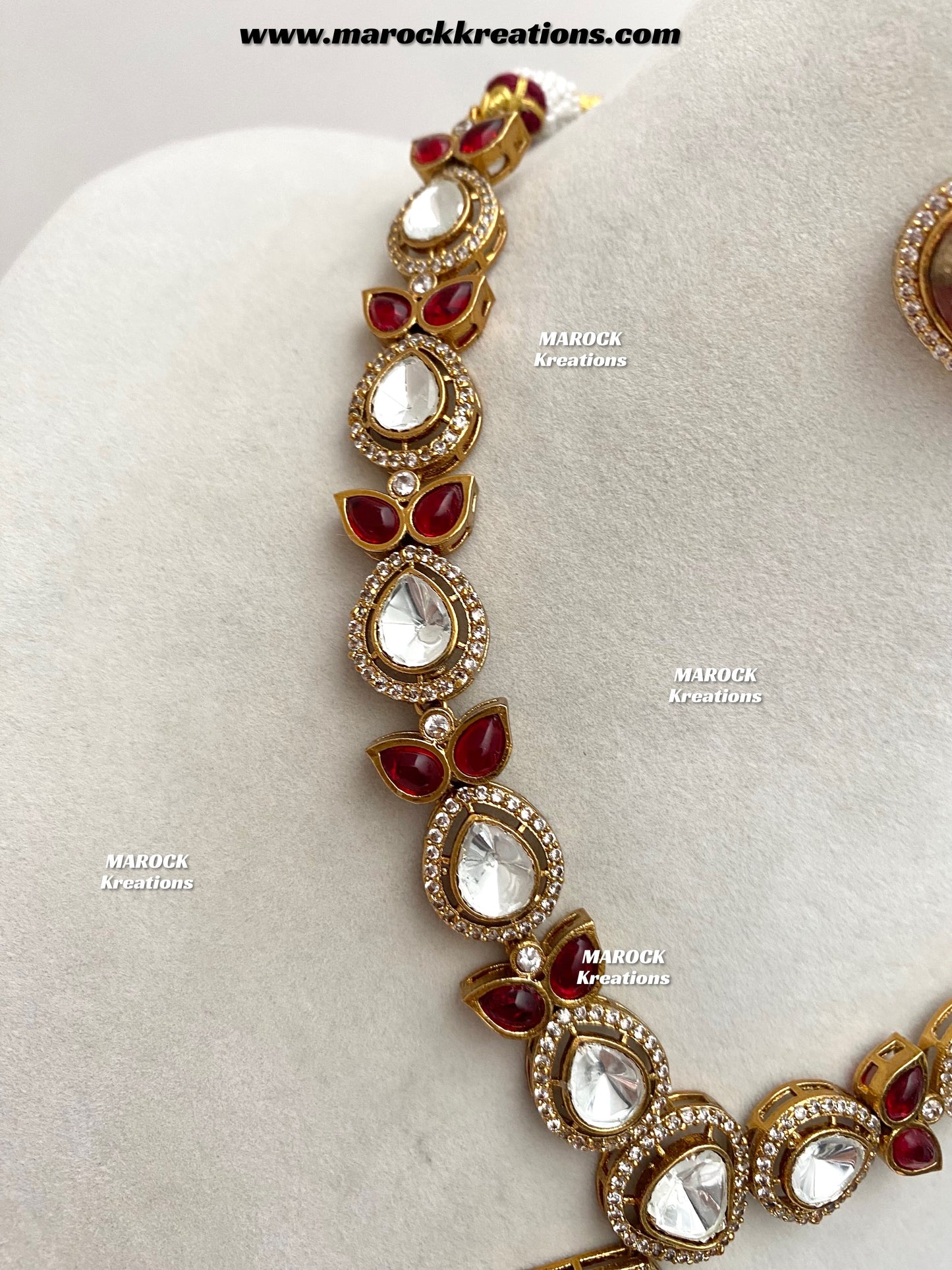 Narisha Premium Quality tyani inspired Kundan doublet stone Statement Necklace set