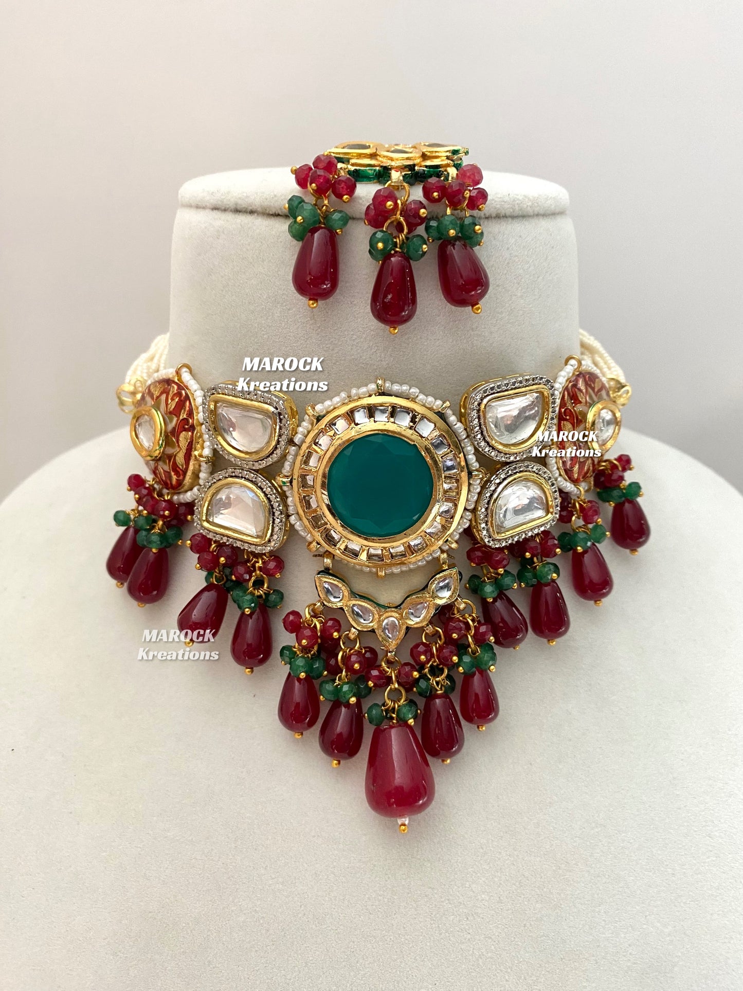 Nia Premium Quality uncut Kundan Meenakari Statement Choker set