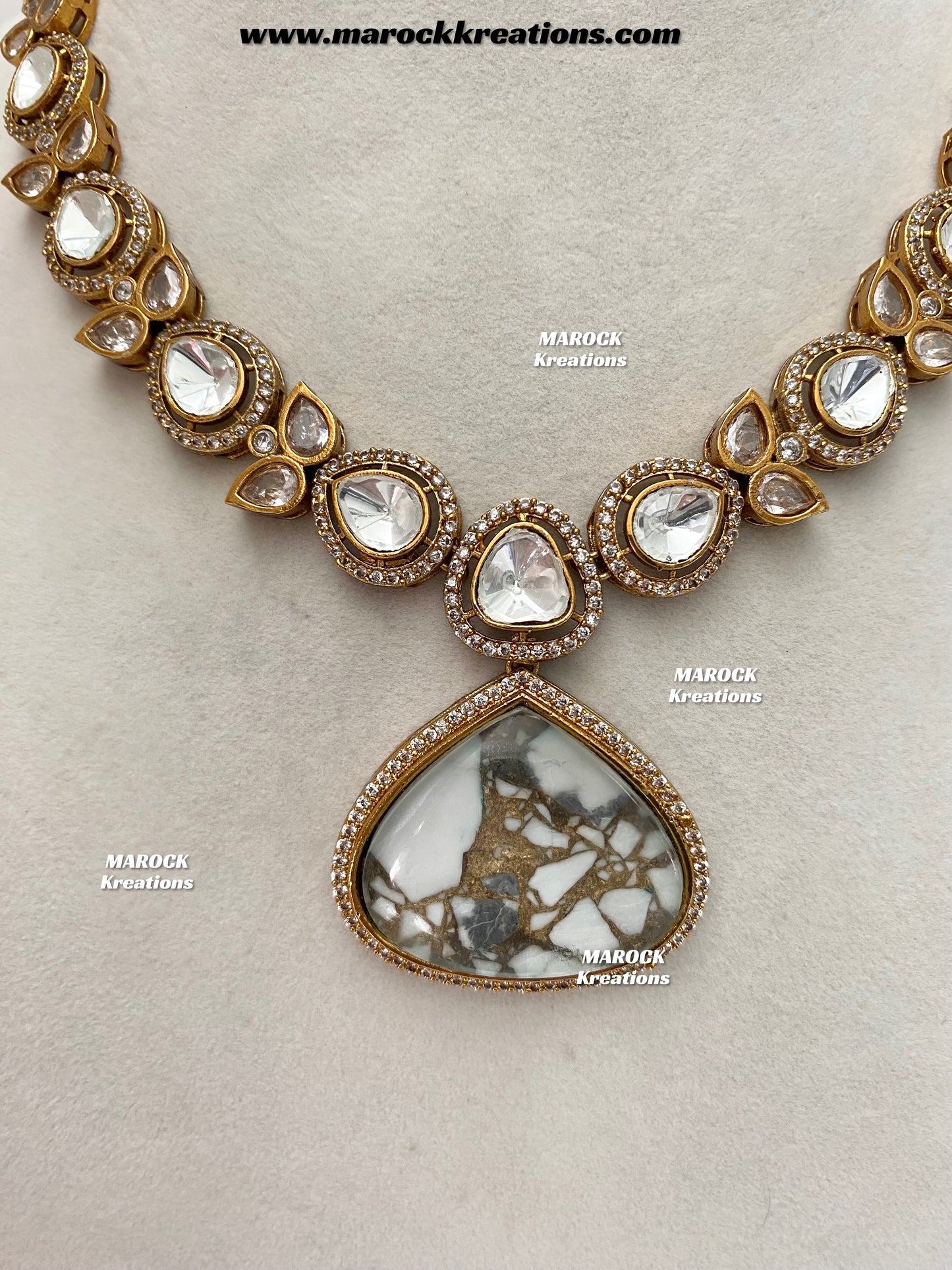 Narisha Premium Quality tyani inspired Kundan doublet stone Statement Necklace set