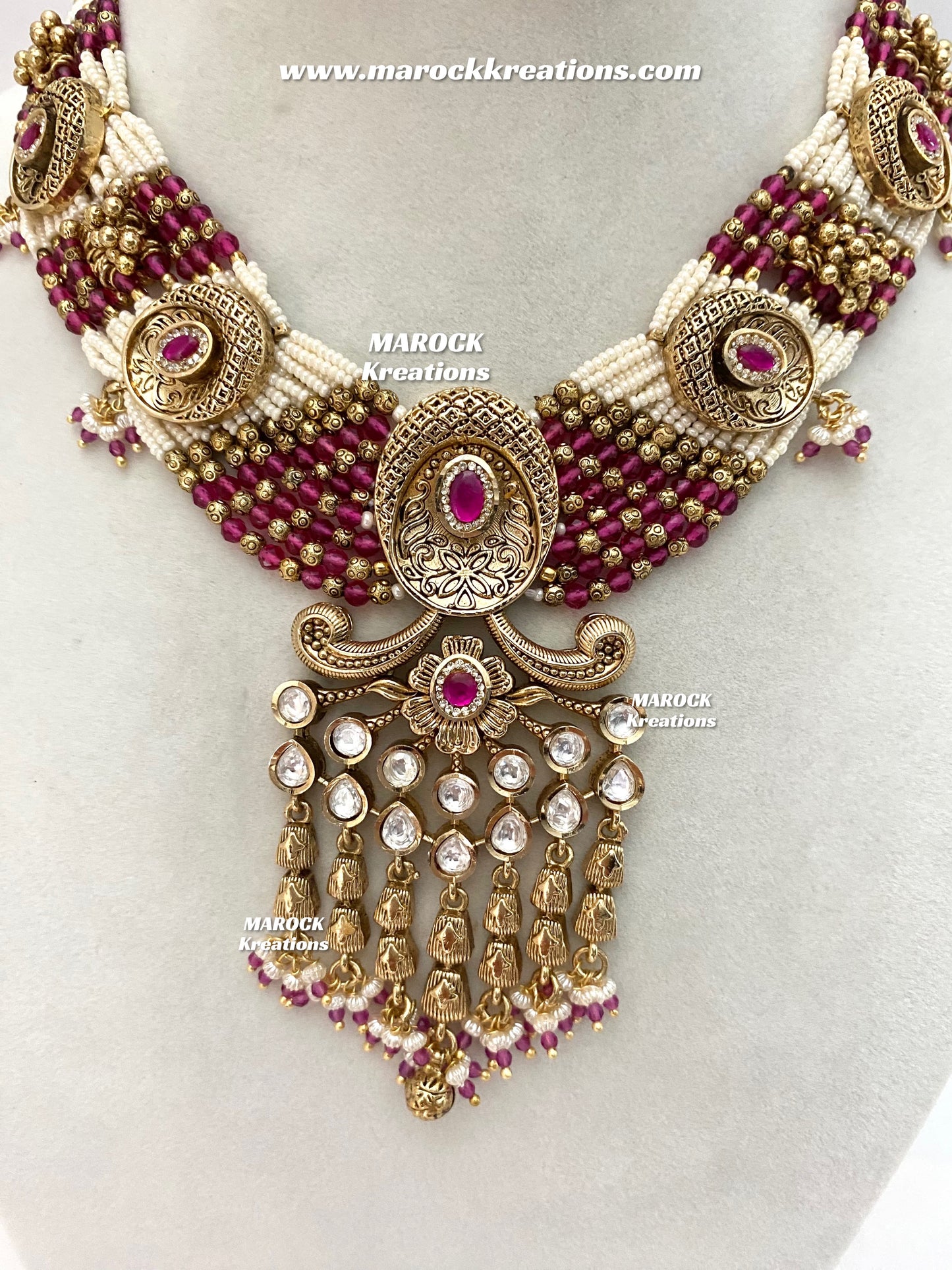 Arifa Premium Quality Gold Plated Rajwadi Necklace set